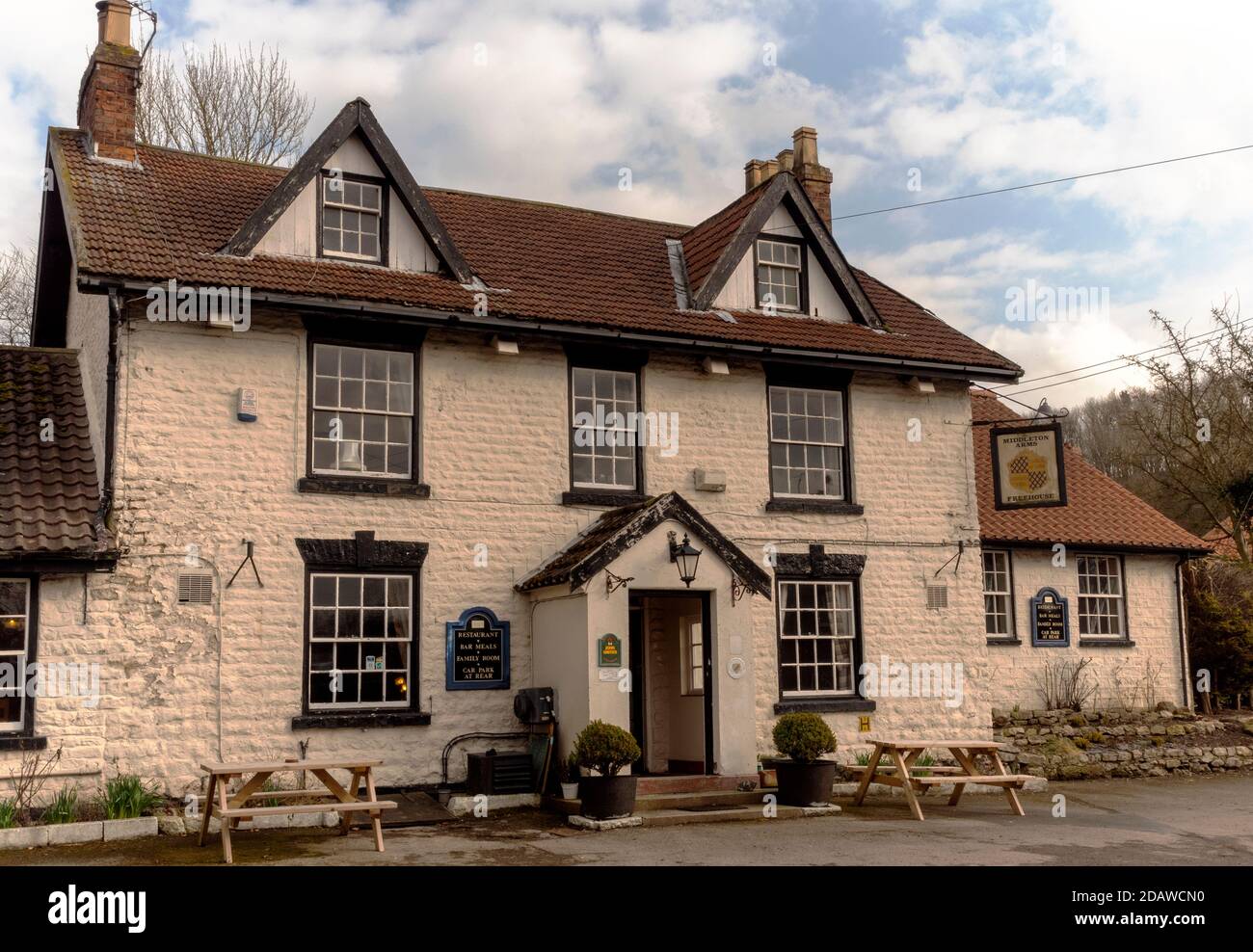 The Middleton Arms Public House and Restaurant, Hogg Lane, North Grimston, Yorkshire, Inghilterra, Regno Unito Foto Stock