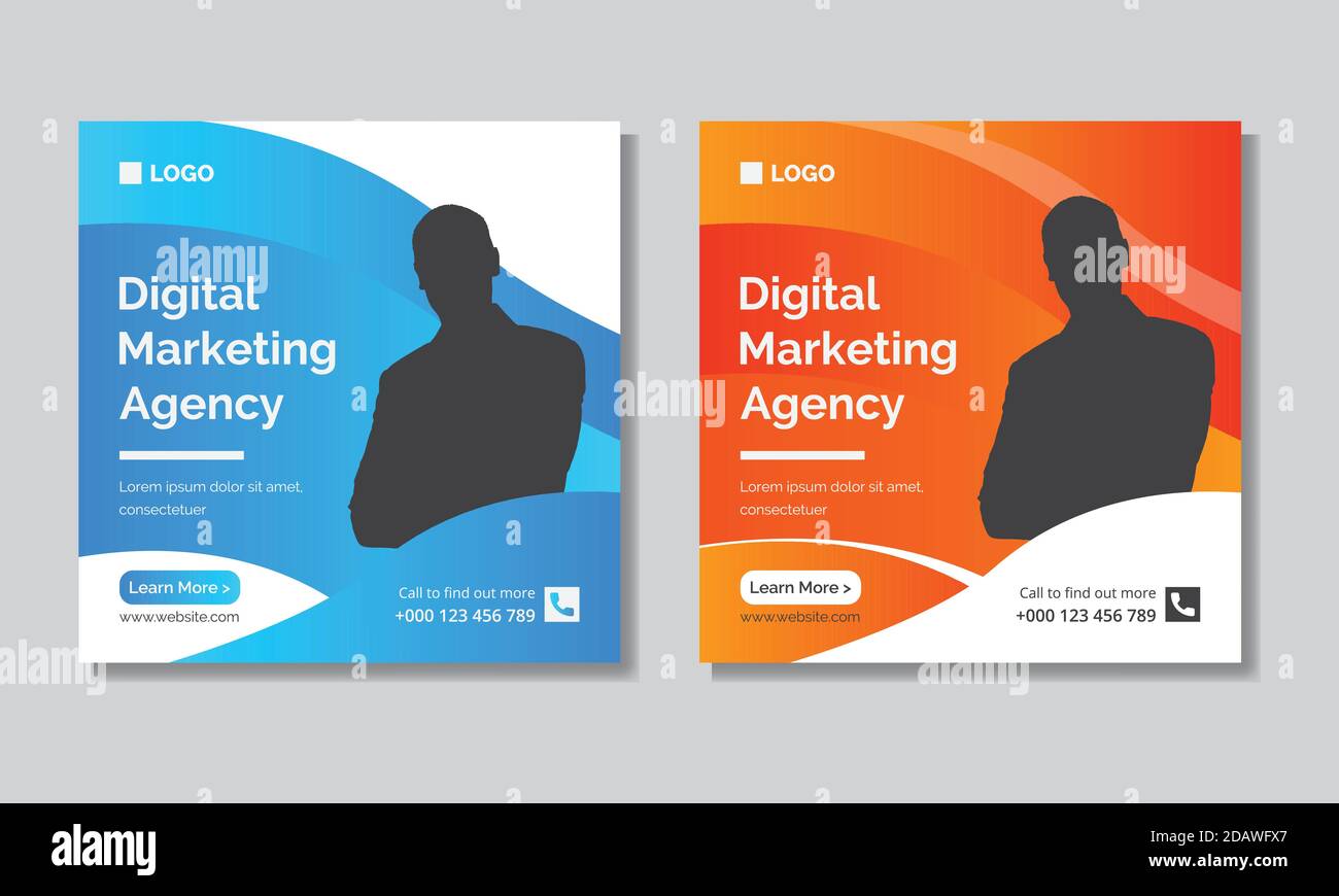 Digital Marketing Agency Vector Social Media Post Template Design. Progetto di pubblicità per Ufficio vettoriale. Illustrazione Vettoriale