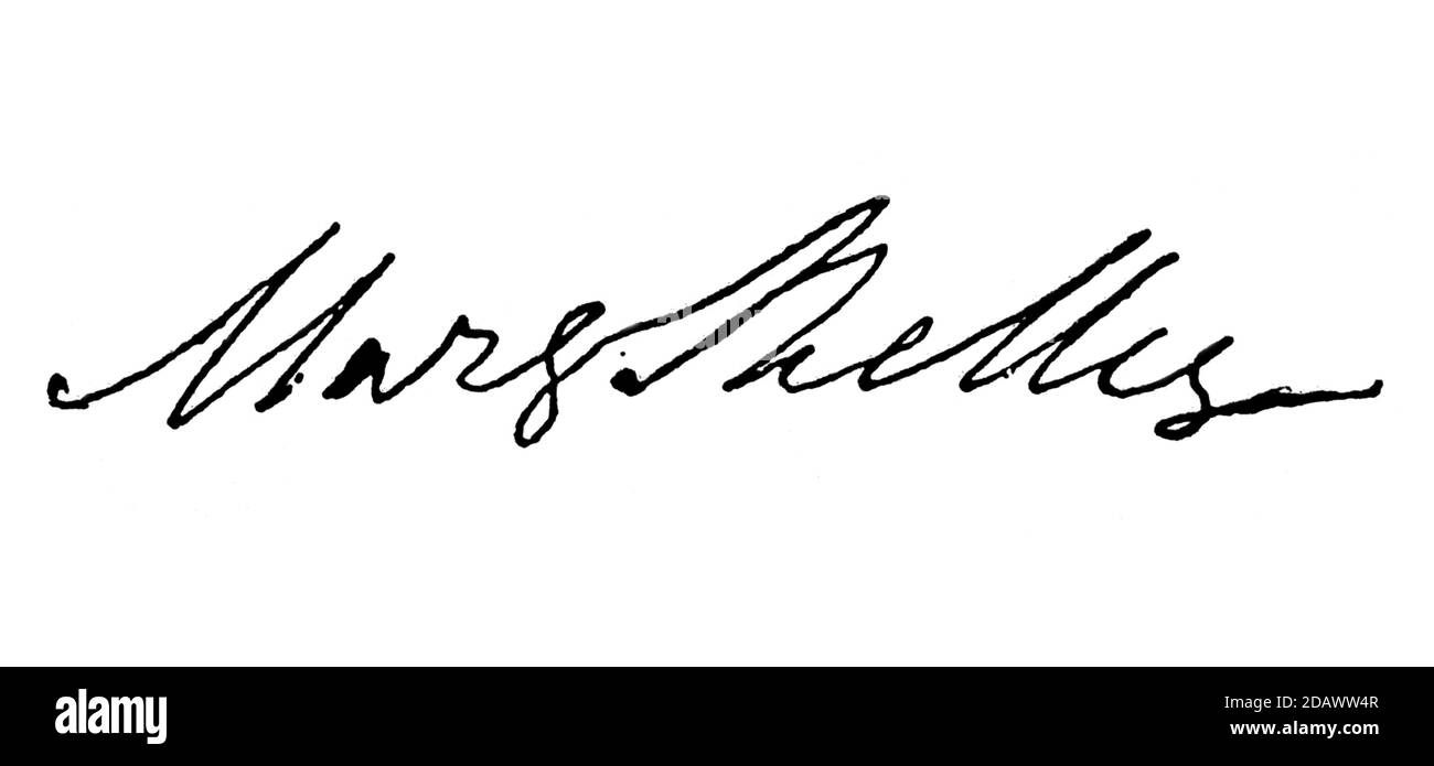 1850 ca , GRAN BRETAGNA : la scrittrice britannica MARY SHELLEY Wollstonecraft ( 1797 – 1851 ), autrice di FRANKENSTEIN . Mary Shelley era la moglie del famoso poeta romantico Percy Byshe SHELLEY ( 1792 - 1822 ) e amico di Lord GEORGE GORDON BYRON ( 1788 - 1824 ) . - AUTOGRAFIA - FIRMA - FIRMA - AUTOGRAFO - SCRITTORE - LETTERATURA - LETTERATURA - LETTERATO - SCRITTORE - SCRITTRICE - LETTERATURA - LETTERATURA - ROMANTICISMO - ROMANTICISMO - ORRORE - GOTICO - MOSTRO DI FRANKENTIEIN --- ARCHIVIO GBB Foto Stock