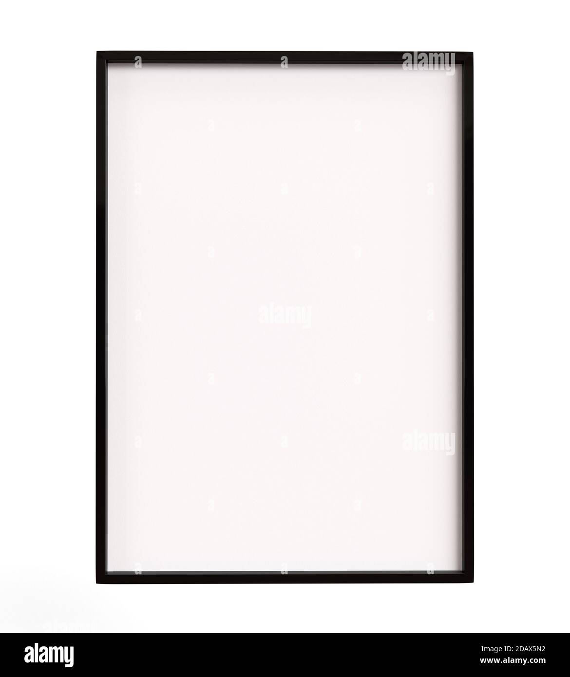 Cornice vuota con cornice nera. Isolato su sfondo bianco. Mockup vuoto per immagini e foto con formato STANDARD Foto Stock
