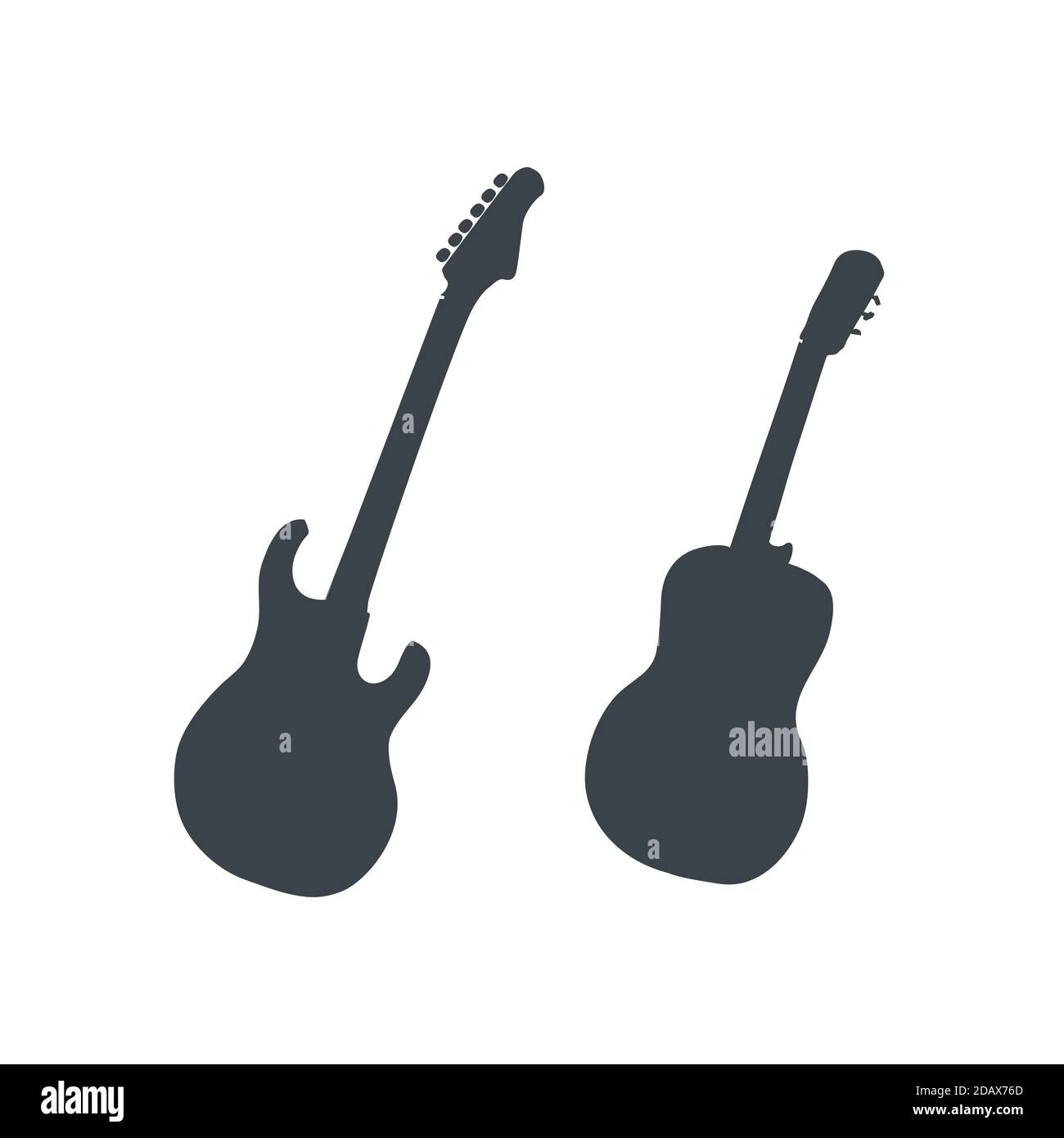 Silhouette di chitarra elettrica e acustica su bianco Immagine e Vettoriale  - Alamy