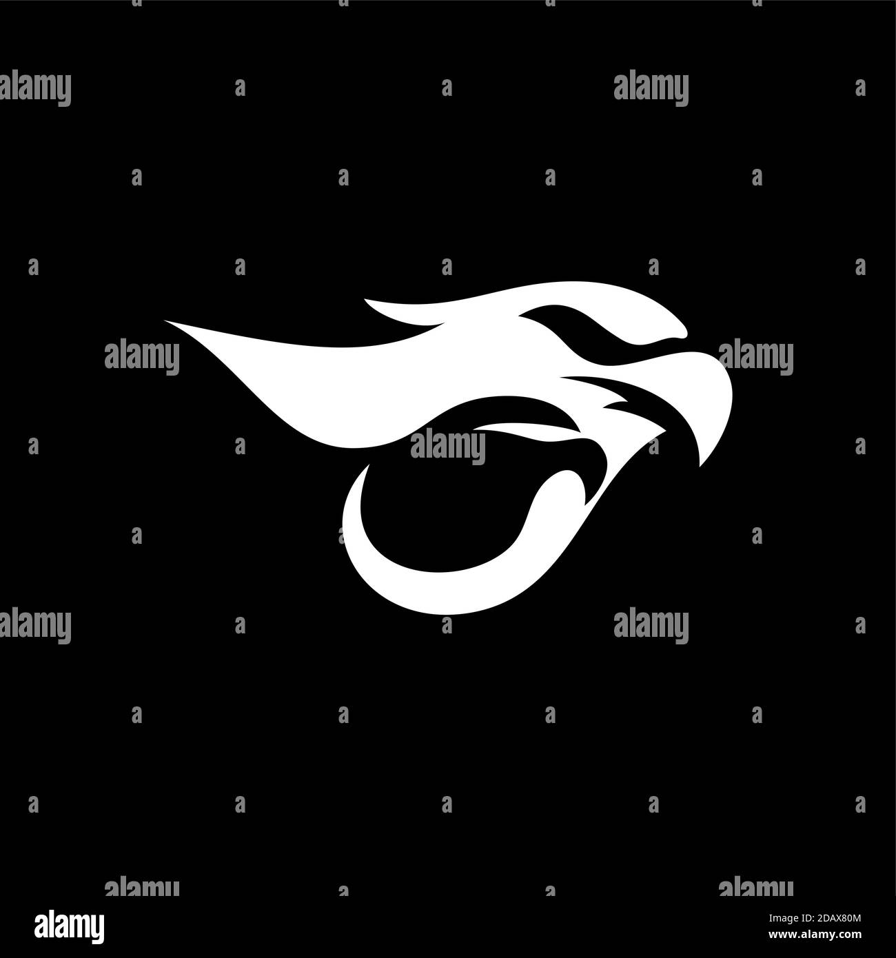 Spazio negativo Logo design concetto di aquila in testa aquila Illustrazione Vettoriale