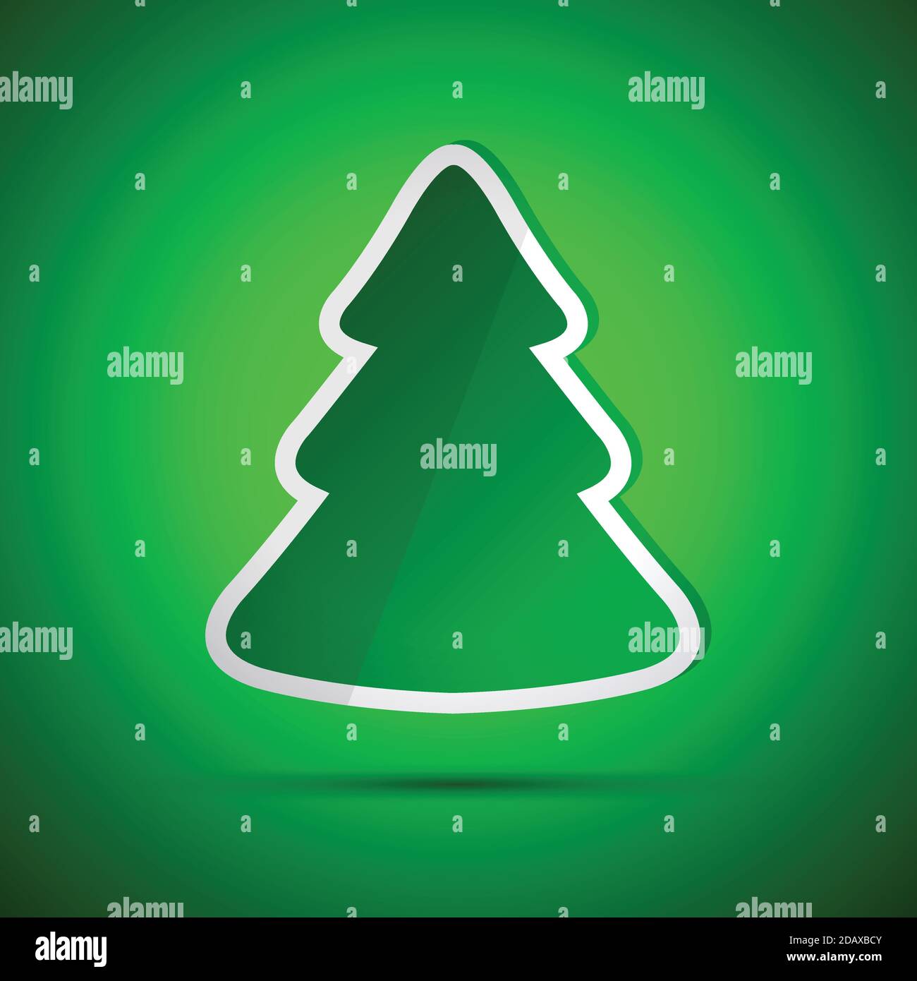 Allegra cartolina di Natale con semplice albero verde, illustrazione vettoriale Illustrazione Vettoriale