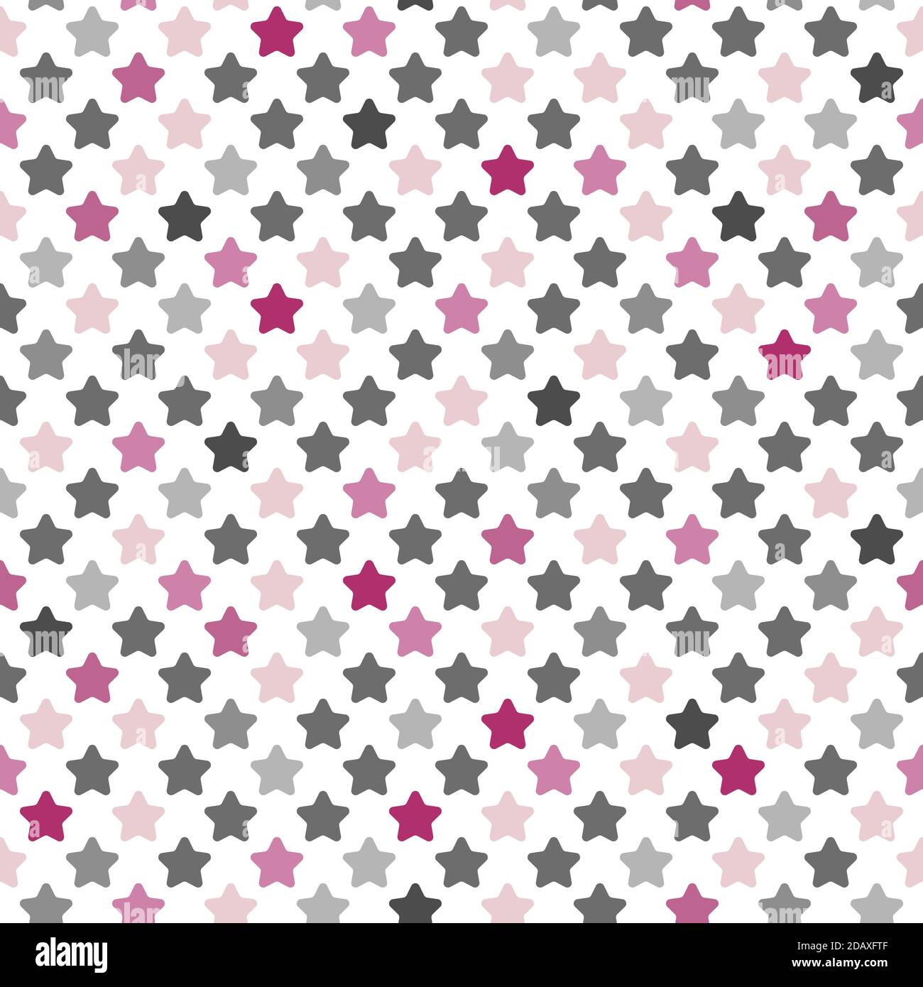 Motivo senza cuciture con stelle rosa e grigie su sfondo bianco. Modello di design per carta da parati, confezionamento, tessuto. Illustrazione vettoriale Illustrazione Vettoriale