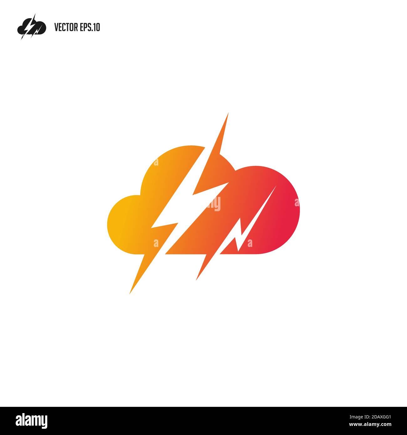 cloud computing con potenza e logo lightning icon Illustrazione Vettoriale