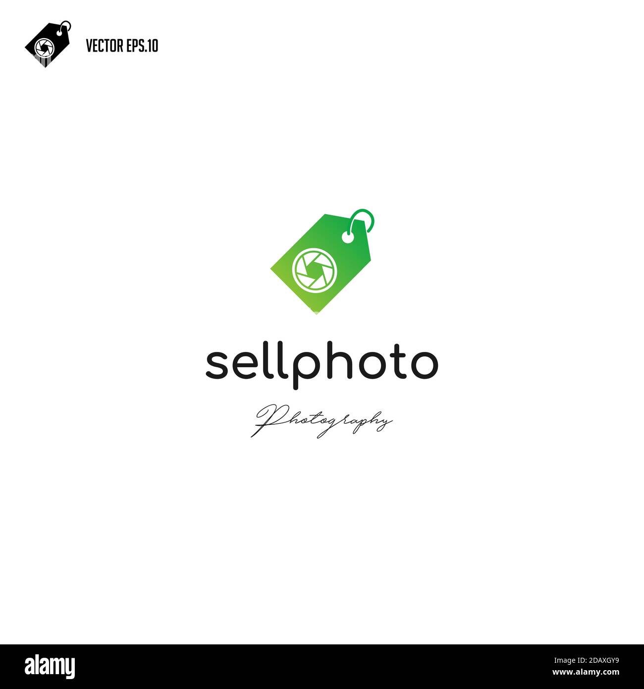 Icona dell'otturatore della fotocamera con logo sale Illustrazione Vettoriale
