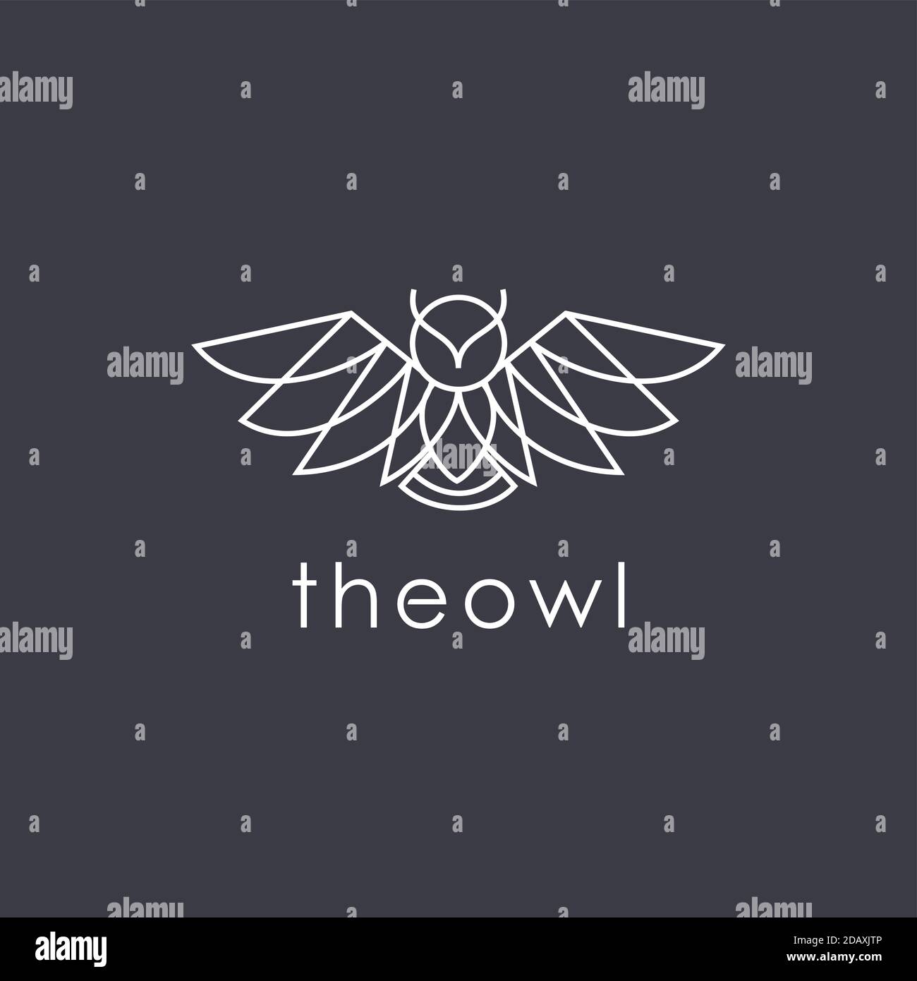 Disegno del logo Owl. Disegno vettoriale in stile lineare moderno Illustrazione Vettoriale