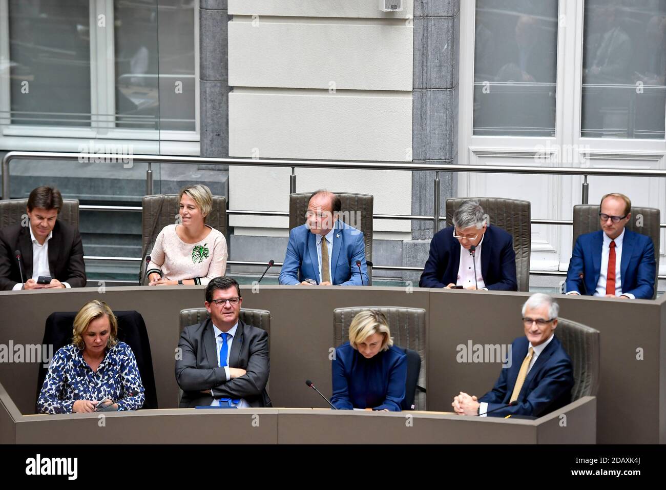 Ministro fiammingo di Bruxelles, Cultura, Media e Gioventù Sven Gatz, Ministro fiammingo dell'ambiente, dell'assetto territoriale e dell'agricoltura, Joke Schauvliege, Foto Stock