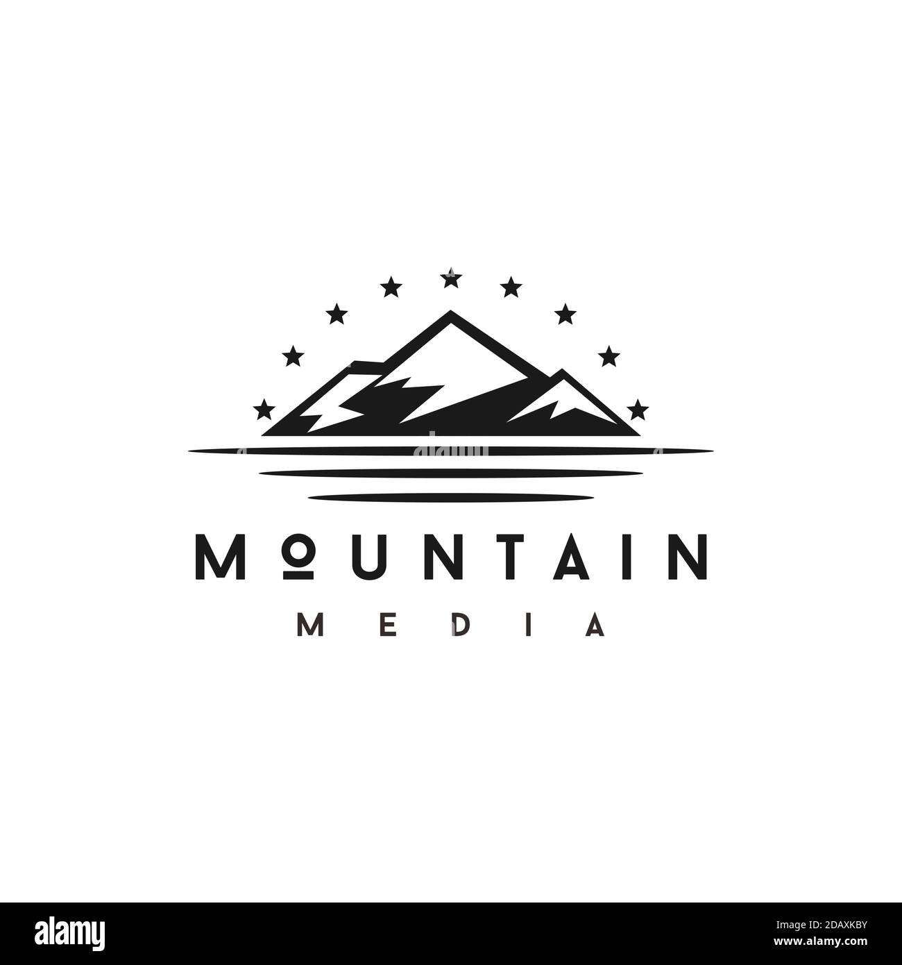 Simple Mountain con logo Star Illustrazione Vettoriale