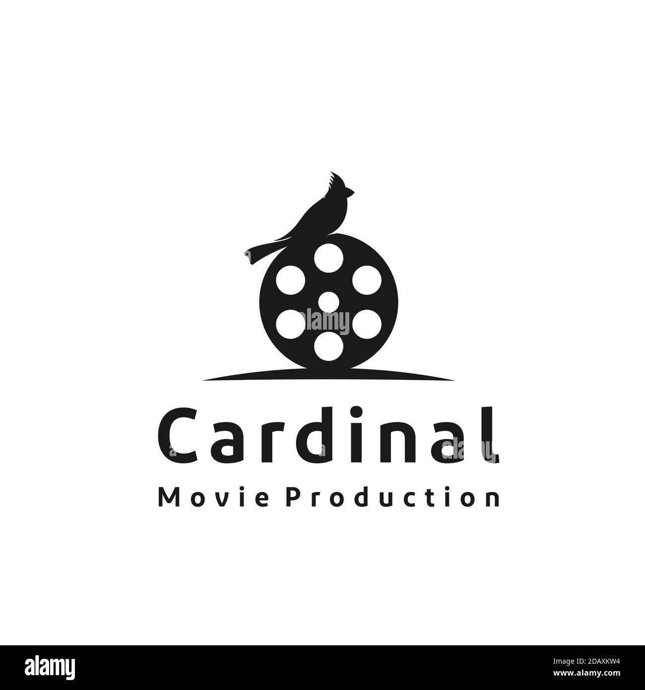 Film reel e cardinal Bird per il logo del cinema/film design Illustrazione Vettoriale
