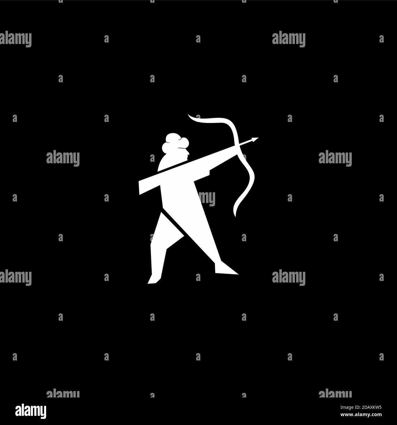 Uomo musulmano con logo e silhouette con archery Illustrazione Vettoriale