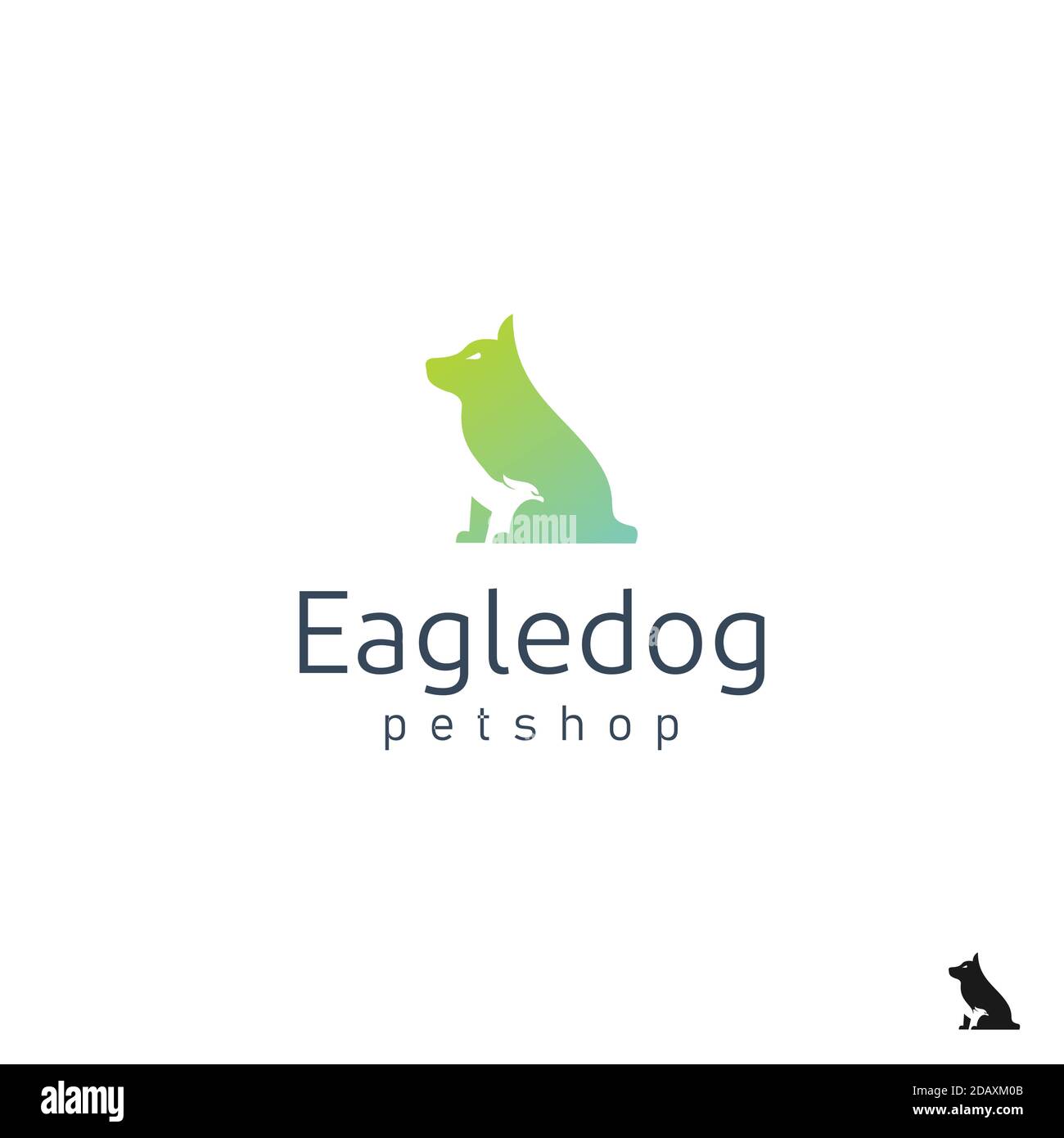 Spazio negativo cane con Eagle god per il logo negozio di animali domestici design Illustrazione Vettoriale