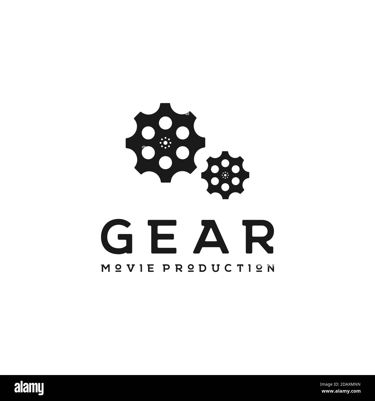 Gears con logo Film Reel for Movie / Cinema Productions design Illustrazione Vettoriale