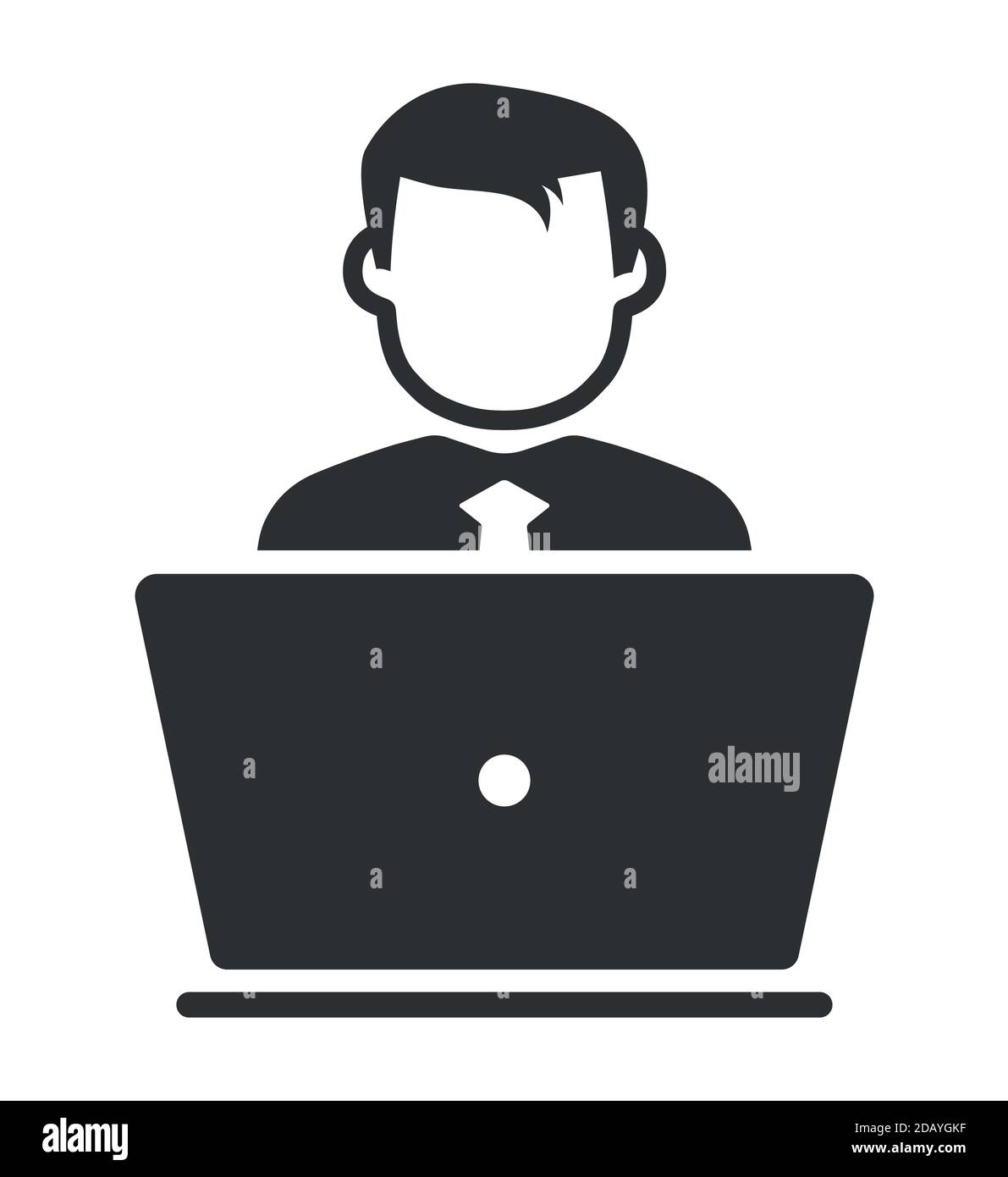 Notebook o laptop davanti a un'icona di persona che usa simbolo dell'illustrazione vettoriale Illustrazione Vettoriale