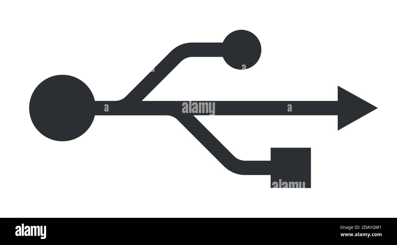 Icona o simbolo di collegamento della spina USB per il bus seriale universale standard industriale Illustrazione Vettoriale