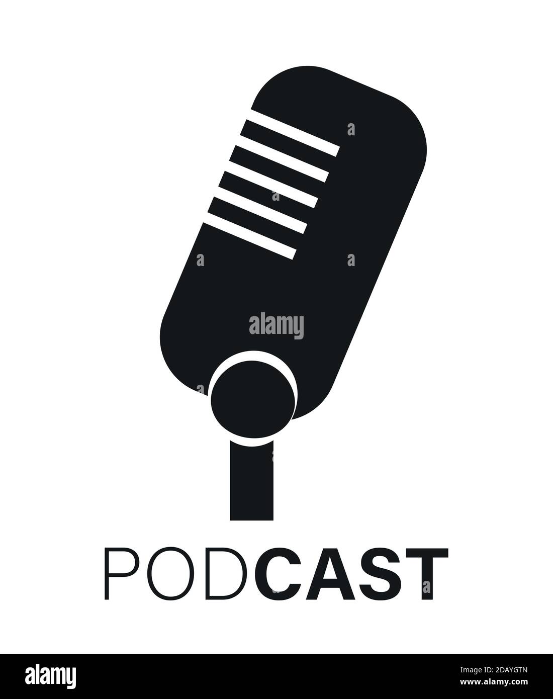 Immagine vettoriale del simbolo podcast o del logo del microfono del supporto radio Illustrazione Vettoriale