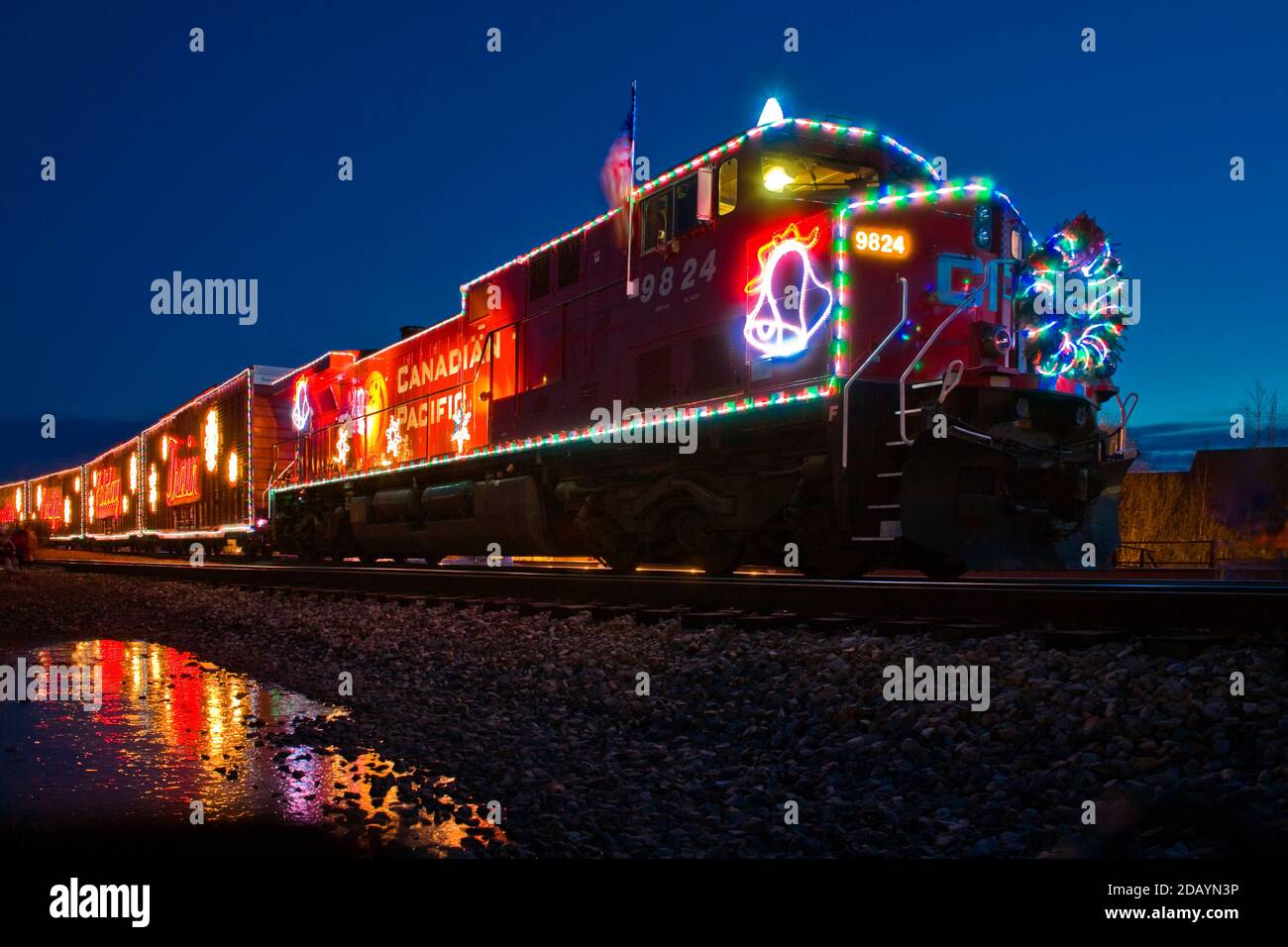 Canadian Pacific Hiliday Train presso il sito storico nazionale di Steamtown, Scranton, Pennsylvania Foto Stock