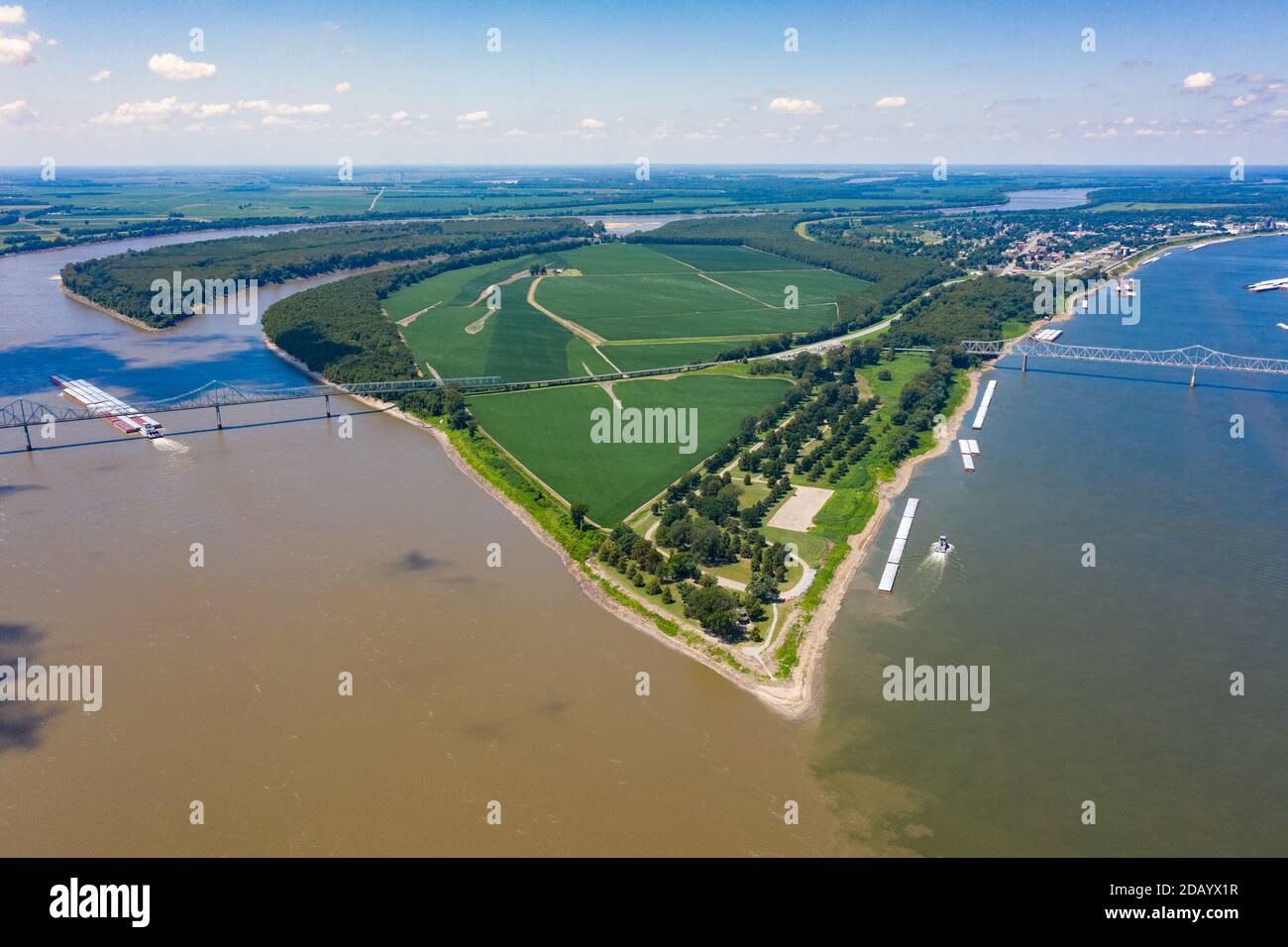 Mississippi-Ohio River Confluence, Cairo, Illinois, Stati Uniti Foto Stock
