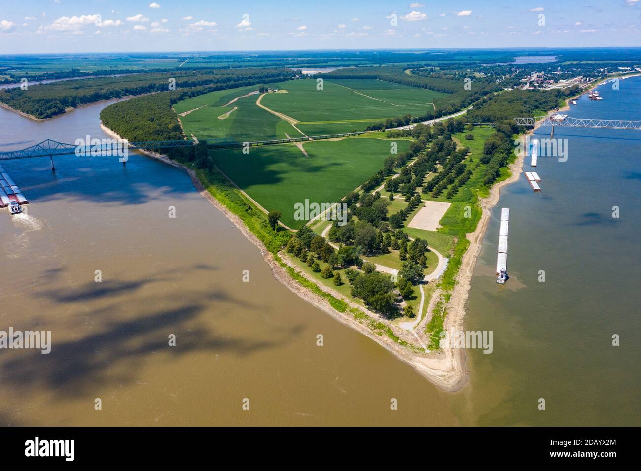 Mississippi-Ohio River Confluence, Cairo, Illinois, Stati Uniti Foto Stock