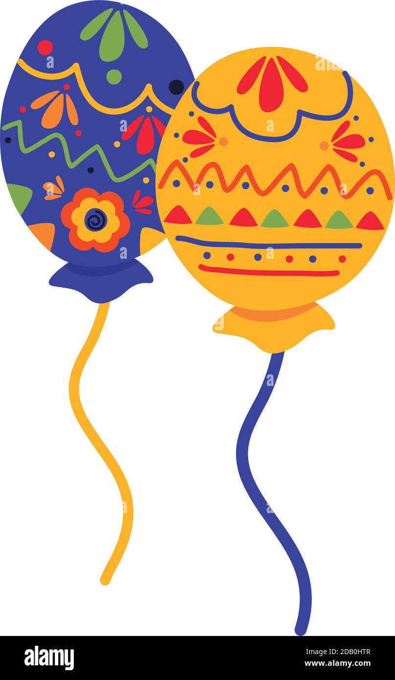 dia de los muertos celebrazione con palloncini elio vettore illustrazione design Illustrazione Vettoriale