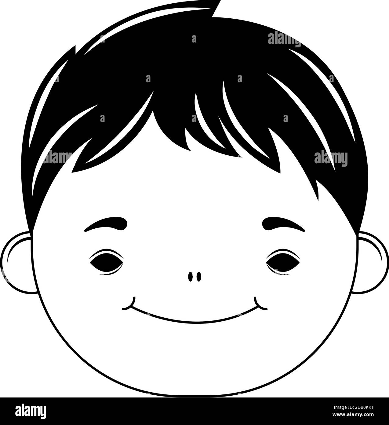 felice bambino testa carattere linea stile disegno vettoriale illustrazione Illustrazione Vettoriale