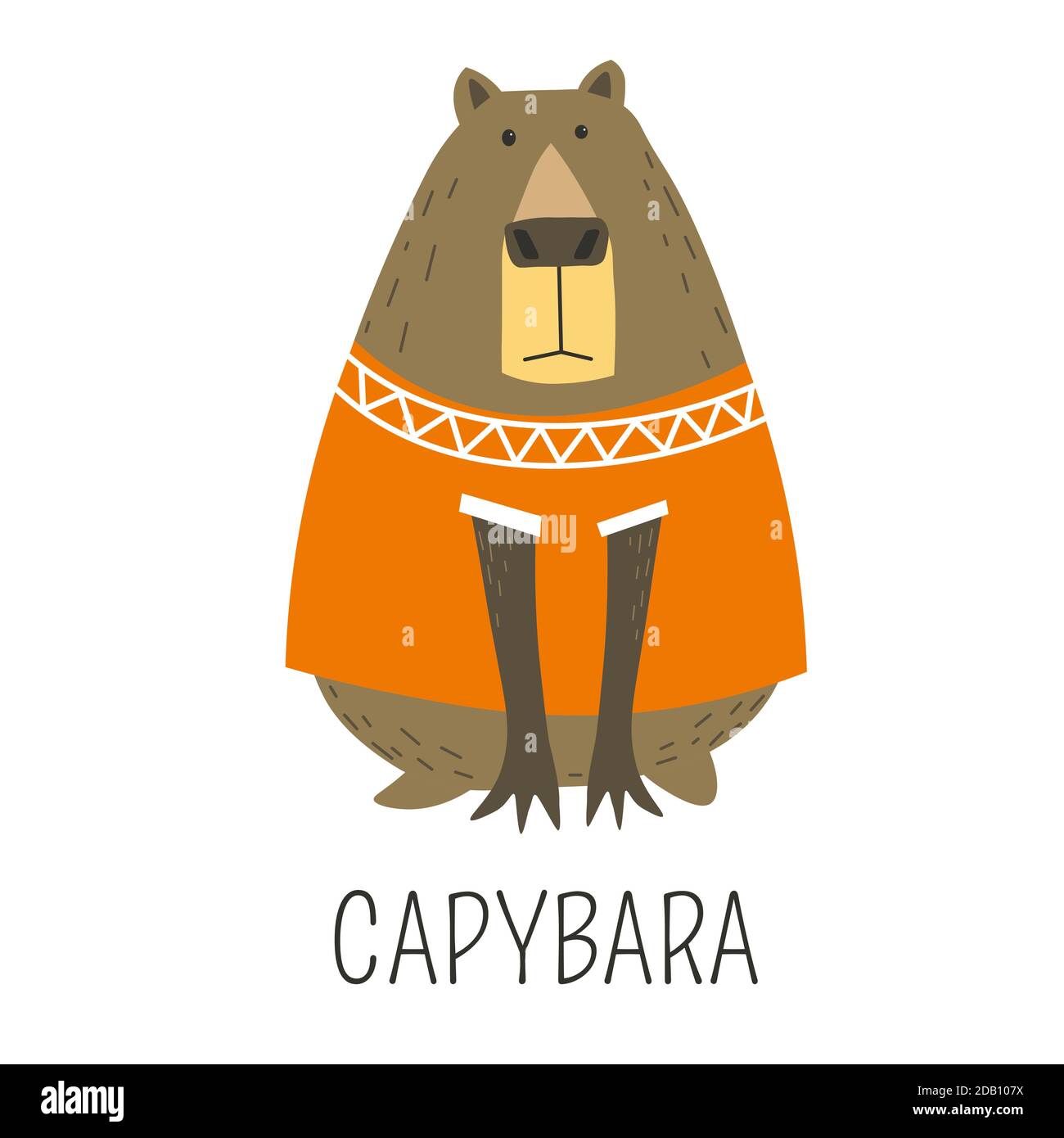 Capybara Hydrochoerinae rappresentante della famiglia, mammifero che indossa maglia maglione Illustrazione Vettoriale