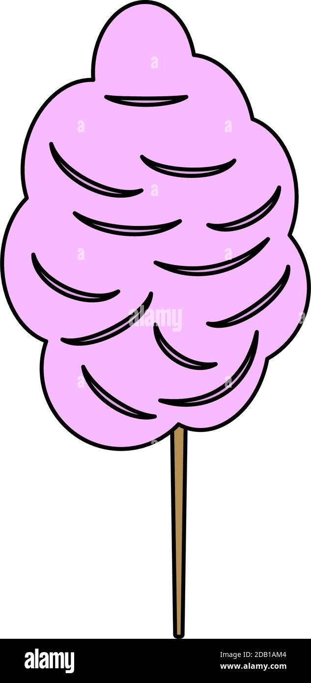 Icona della caramella di cotone. Contorno modificabile con disegno riempimento colore. Illustrazione vettoriale. Illustrazione Vettoriale