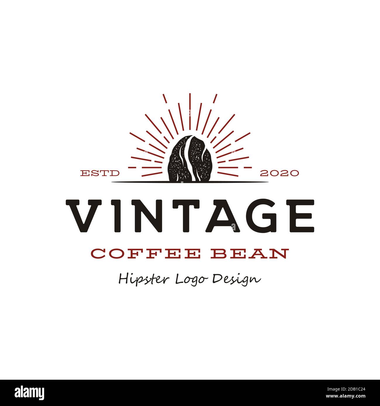 Logo di coffee Bean Roaster vintage hipster Illustrazione Vettoriale