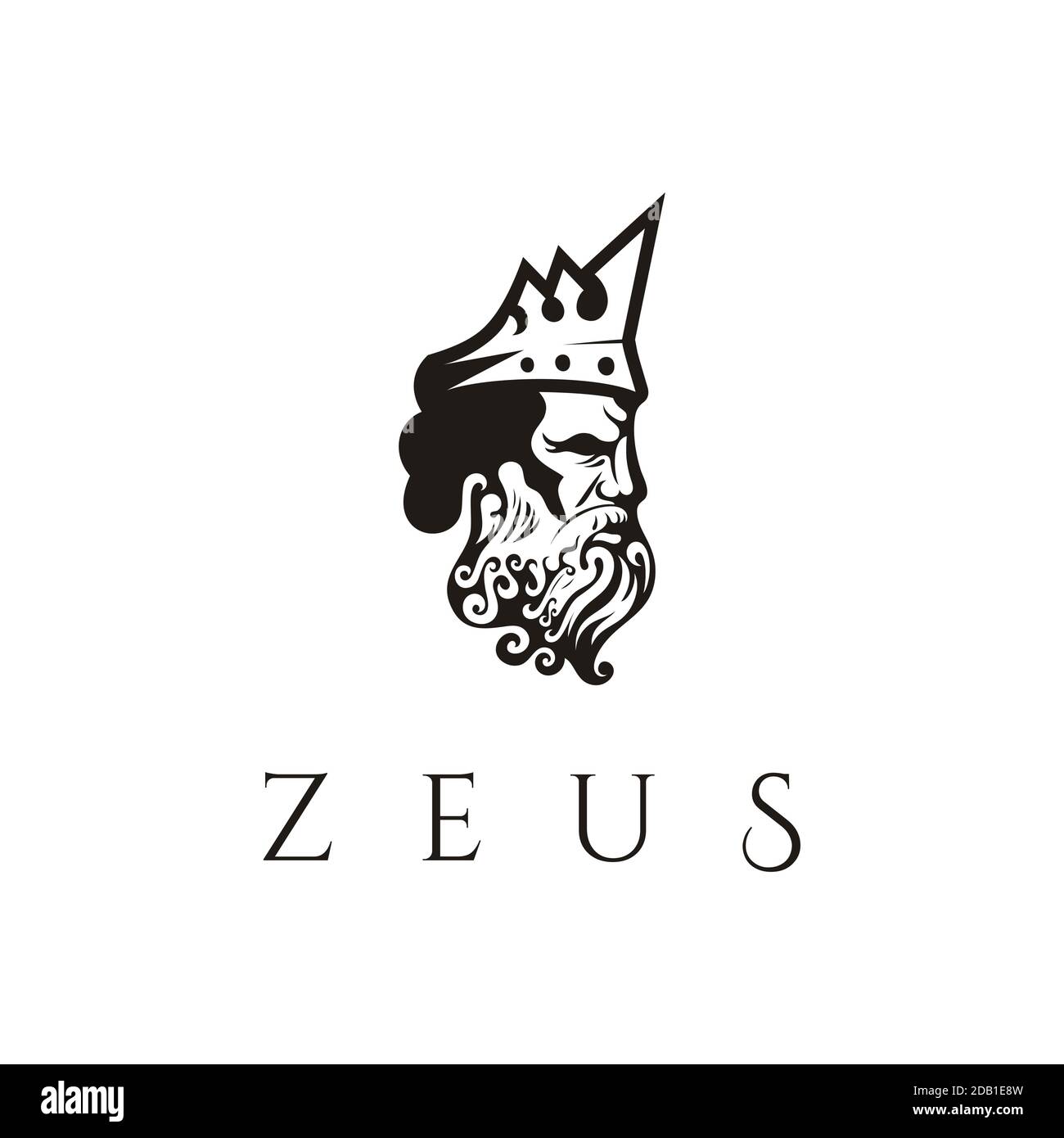 Dio greco Zeus. Antico Dio greco Sculpture filosofo. Logo Face Zeus Triton Neptune Illustrazione Vettoriale