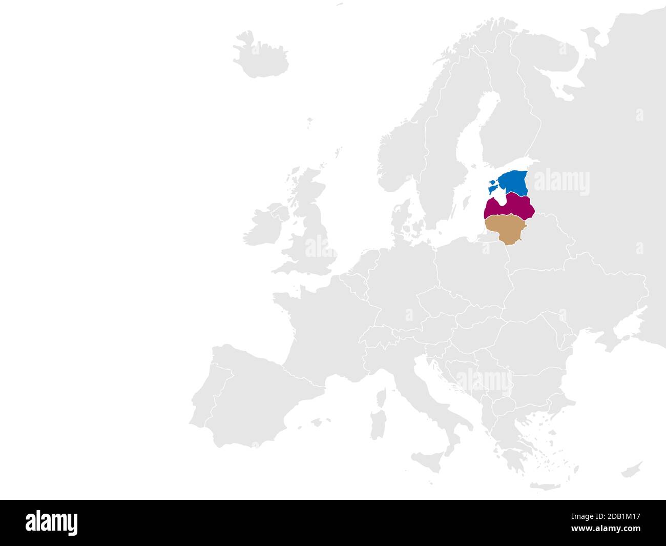 Vettore cartografico degli stati baltici sull'Europa. Illustrazione vettoriale. Illustrazione Vettoriale