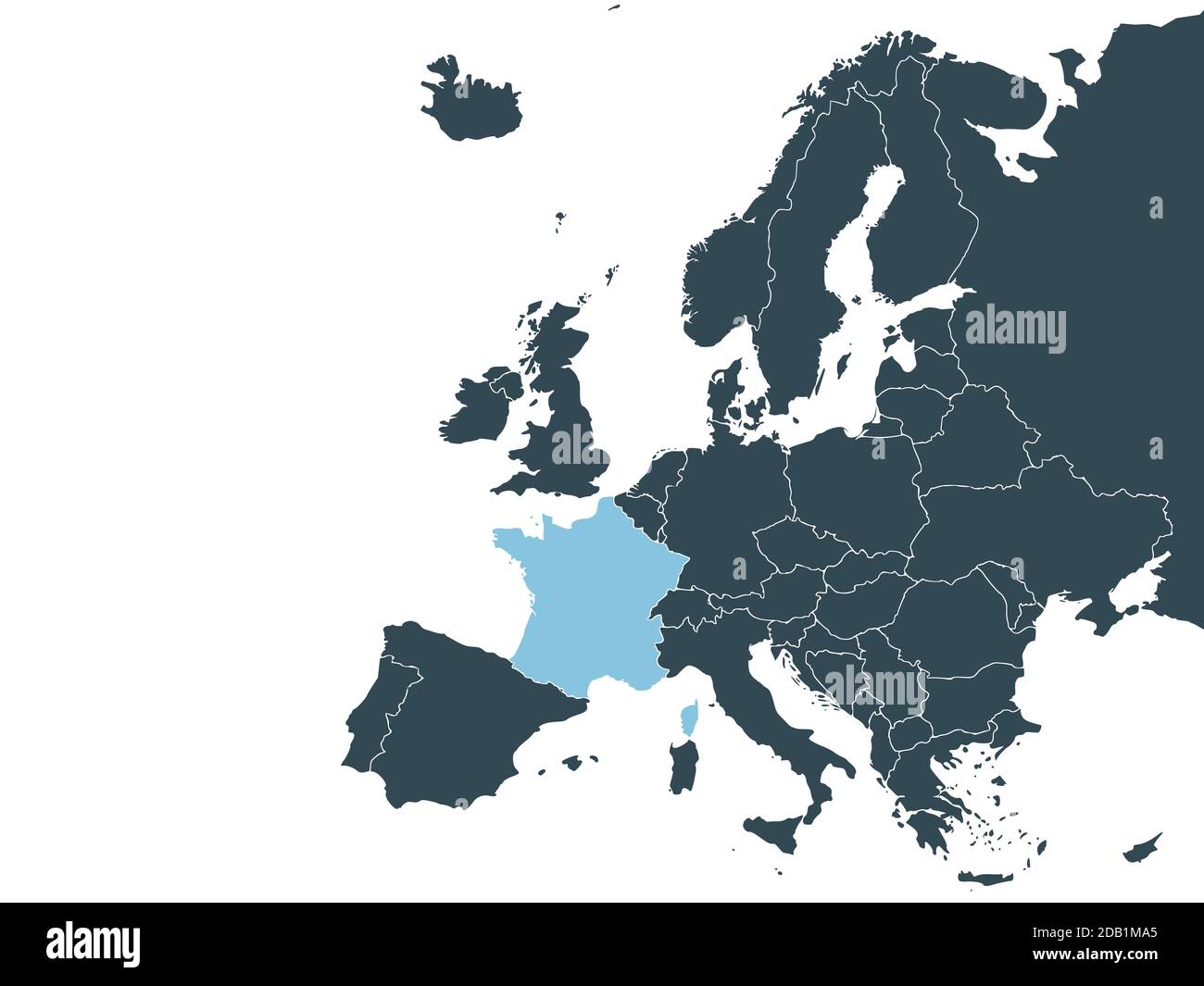 Vettore cartografico Francia su Europa. Illustrazione vettoriale. Illustrazione Vettoriale