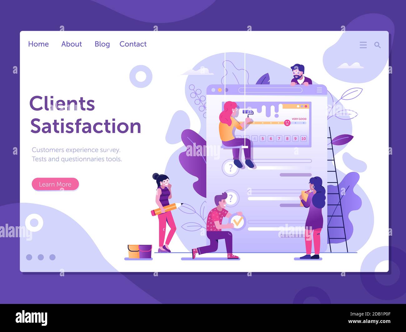 Banner Web sondaggio sulla soddisfazione e il feedback dei clienti Illustrazione Vettoriale