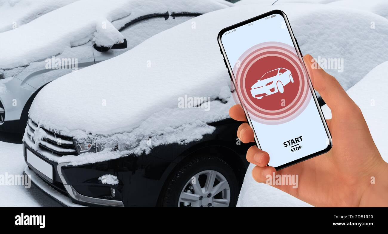 Applicazione per l'avviamento del motore a distanza e il riscaldamento della vettura Foto Stock