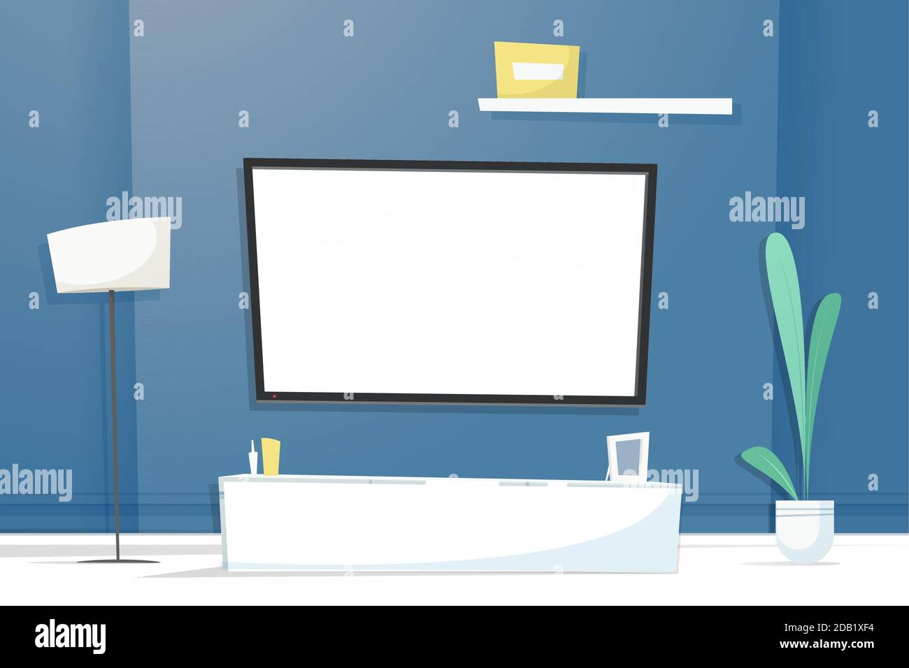 Interno domestico - sfondo per l'illustrazione del vettore di videoconferenza Illustrazione Vettoriale