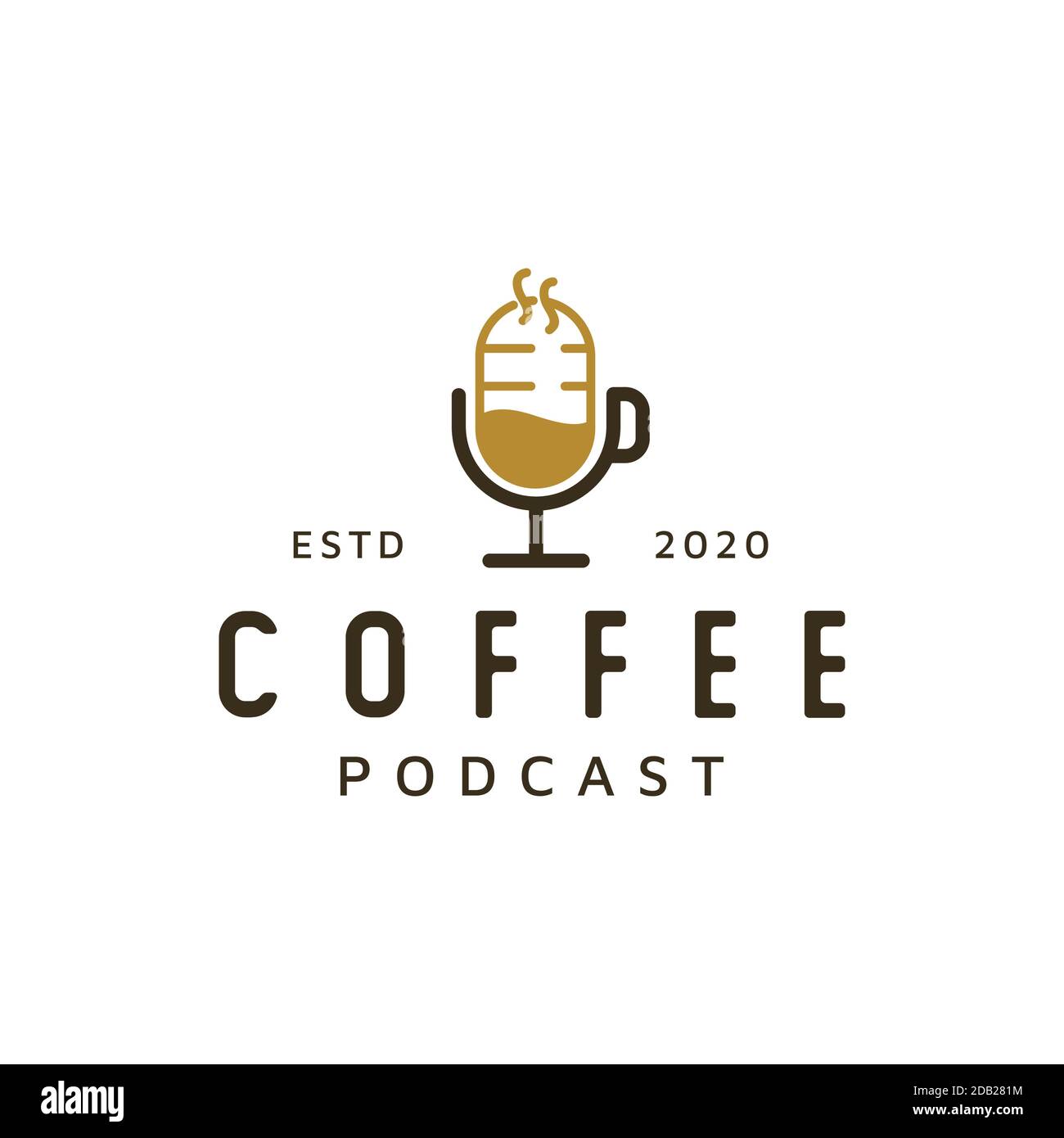 Coffee Podcast Logo Design ispirazione Illustrazione Vettoriale