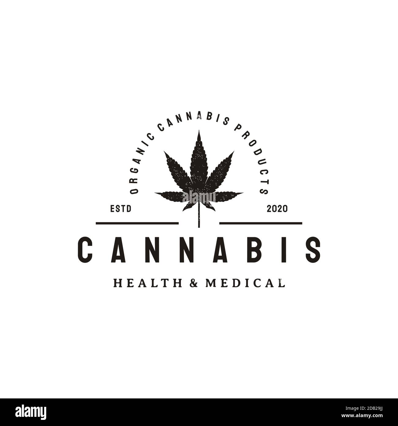 Design con logo di cannabis retrò d'epoca Illustrazione Vettoriale