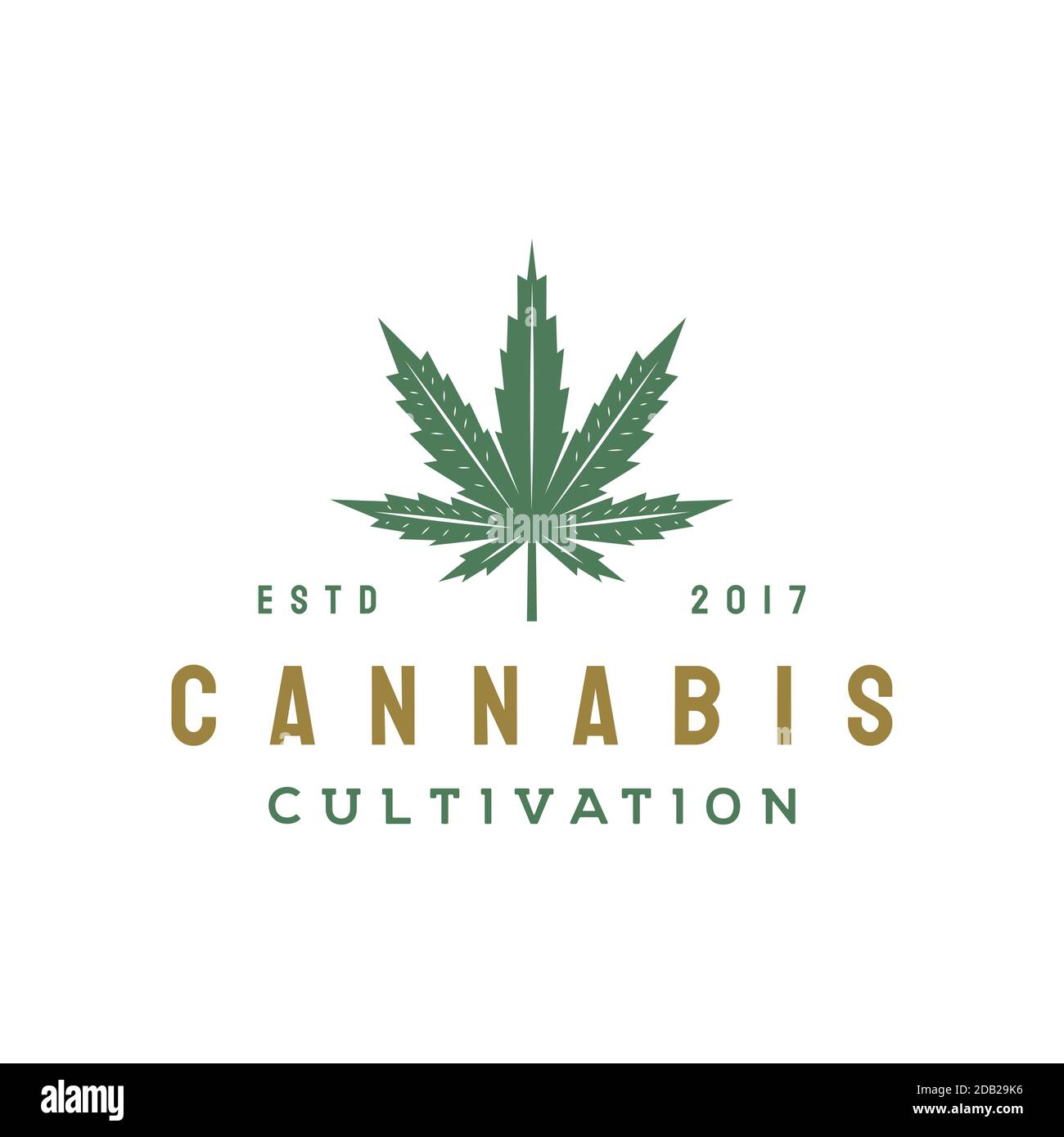 Design con logo a foglia di Cannabis vintage Illustrazione Vettoriale