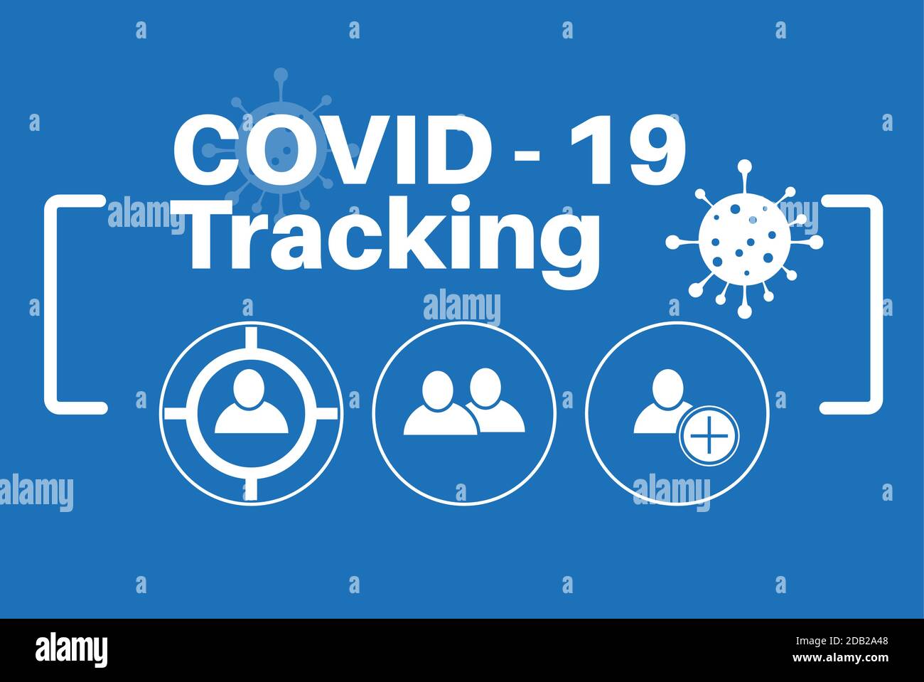 Monitoraggio Covid-19 - immagine vettoriale su sfondo blu Illustrazione Vettoriale