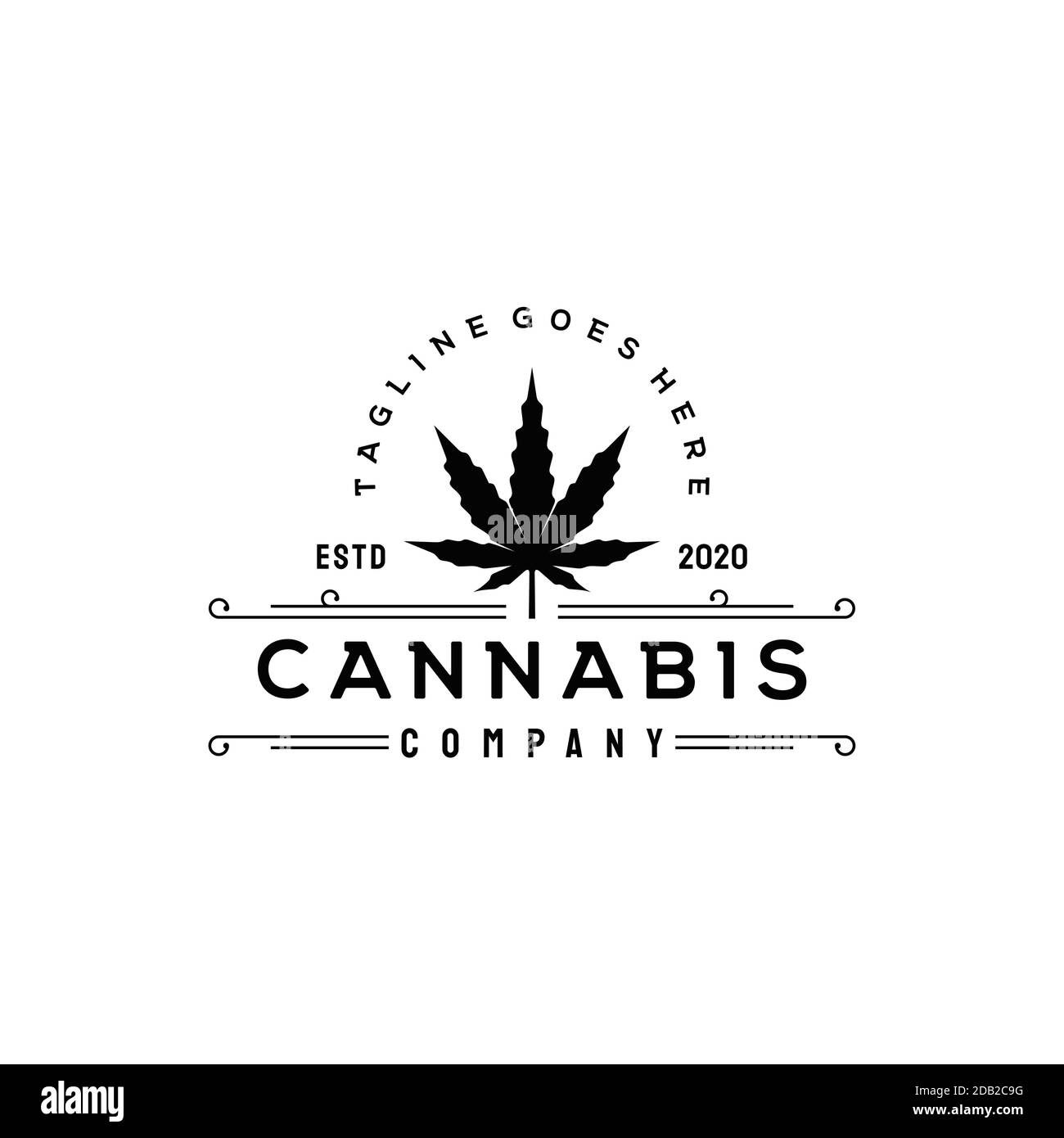 Ispirazione per il design del logo della cannabis hipster vintage retro Illustrazione Vettoriale