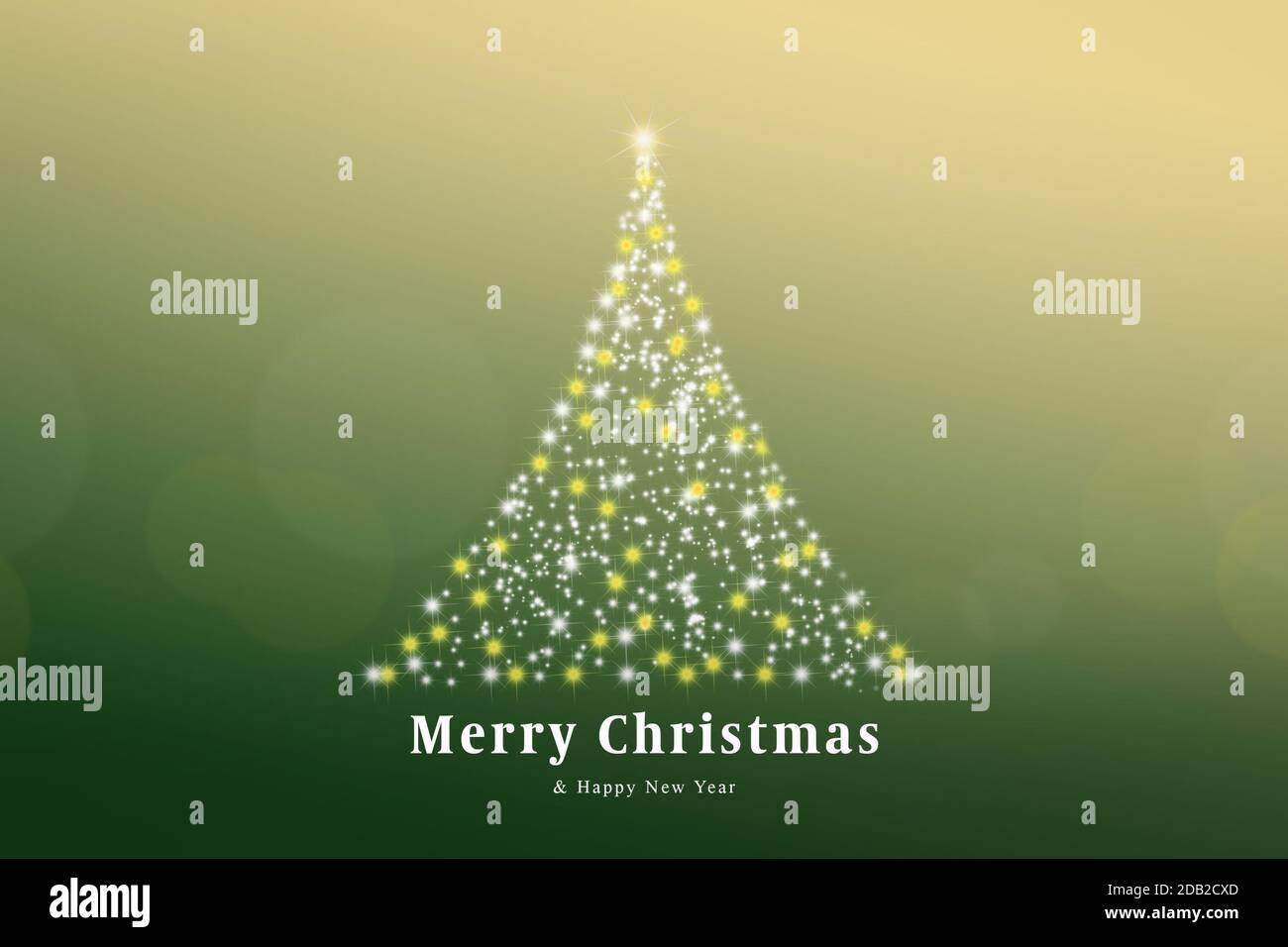 Albero di Natale su uno sfondo verde gradiente. Design moderno e luminoso. Buona carta di testo per Natale e Felice anno nuovo. Foto Stock