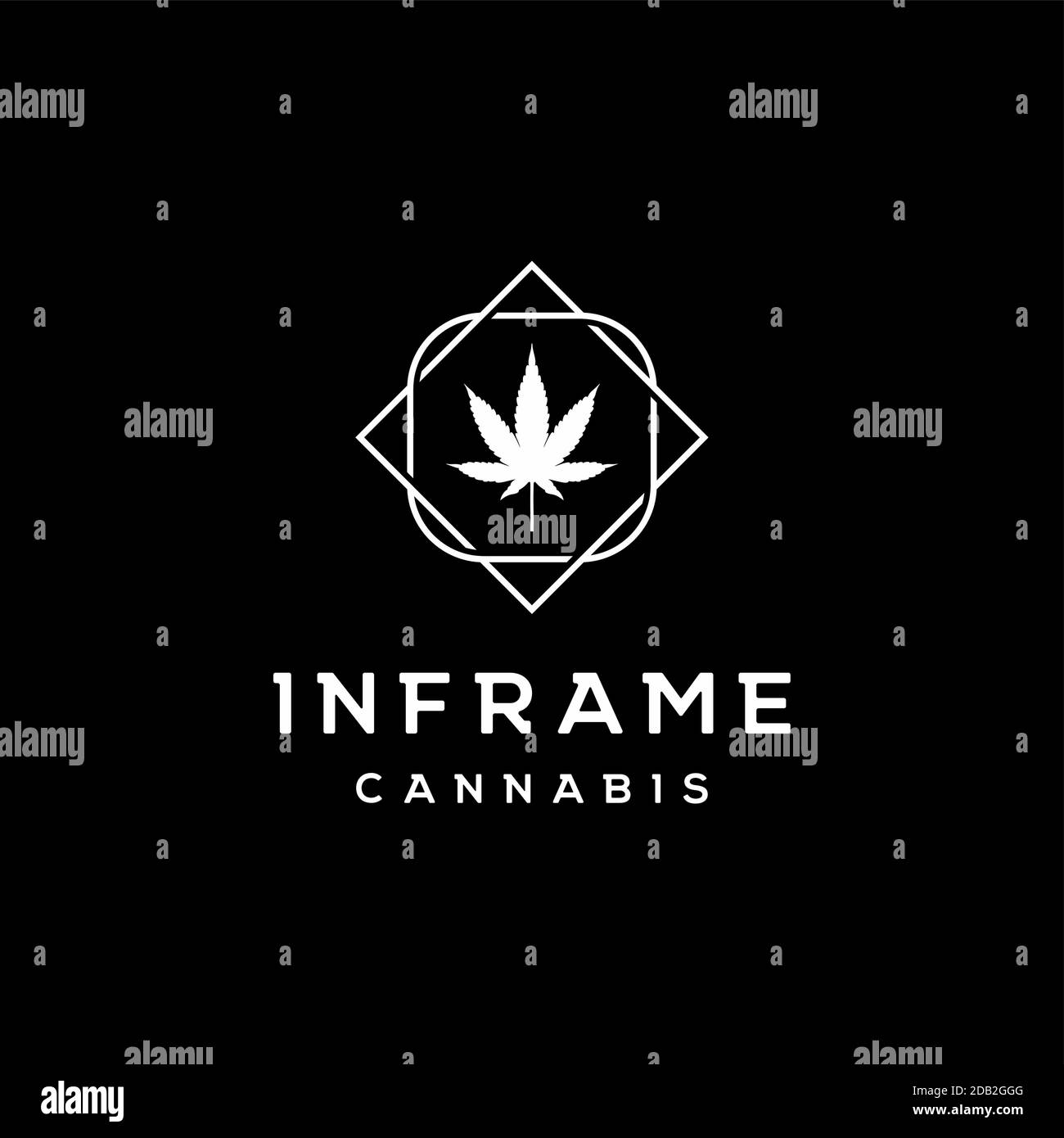 Logo retro d'epoca con emblema Cannabis e ispirazione per il design Illustrazione Vettoriale