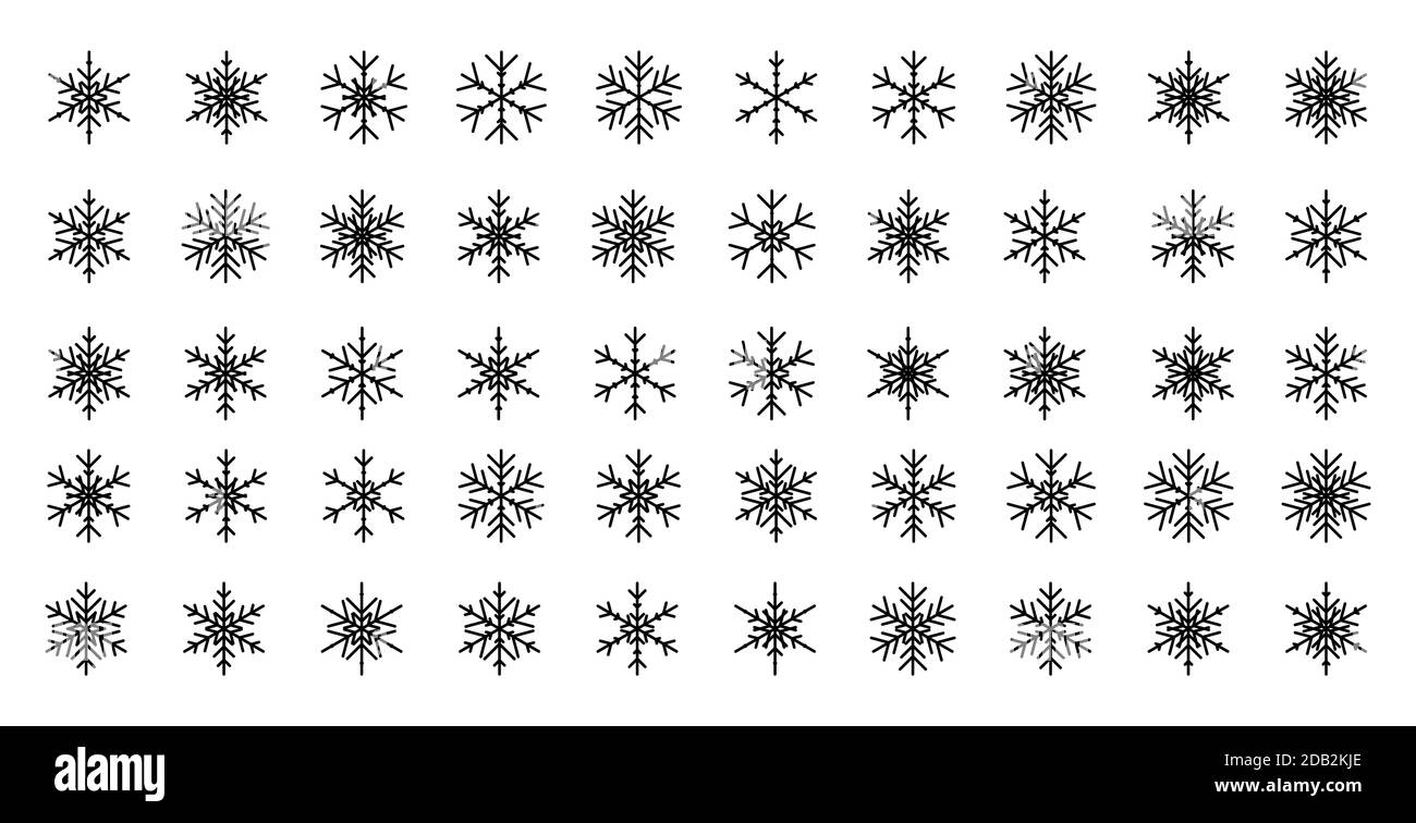 Icona fiocchi di neve. Linea ghiaccio fiocchi di neve semplice pittogramma. Contorno sottile gelo mininalistico semplice set di icone xmas. Per il buon Natale e il design di Capodanno Illustrazione Vettoriale