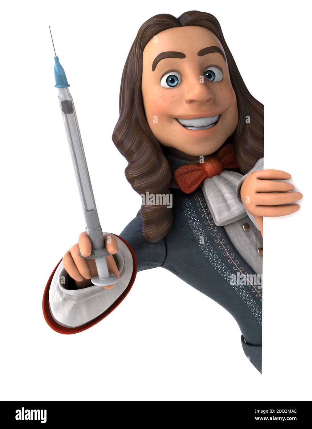 3D Illustrazione di un uomo cartoon in costume storico barocco Foto Stock