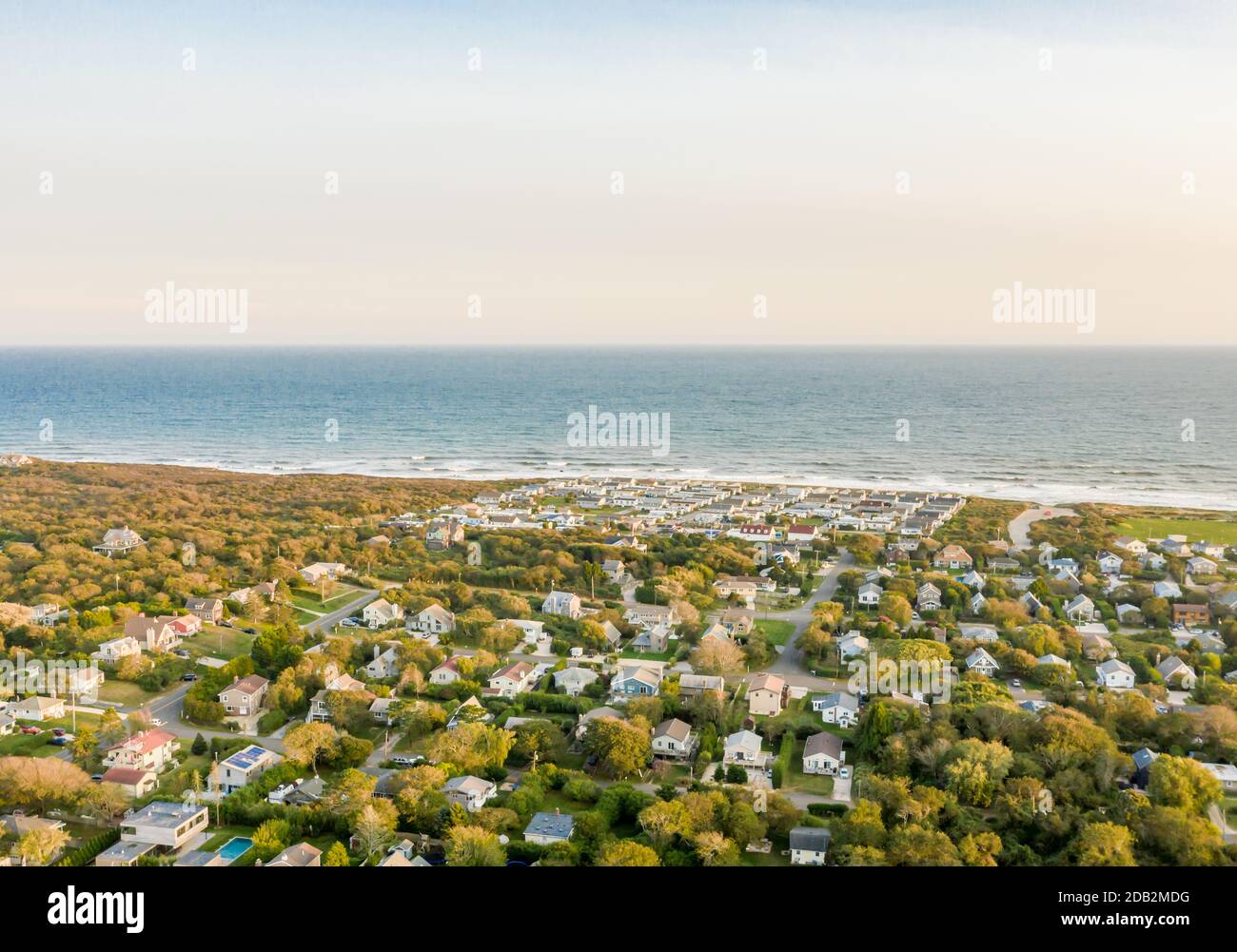 Vista aerea del Montauk Shores Luxury Trailer Park, Montauk, NY Foto Stock