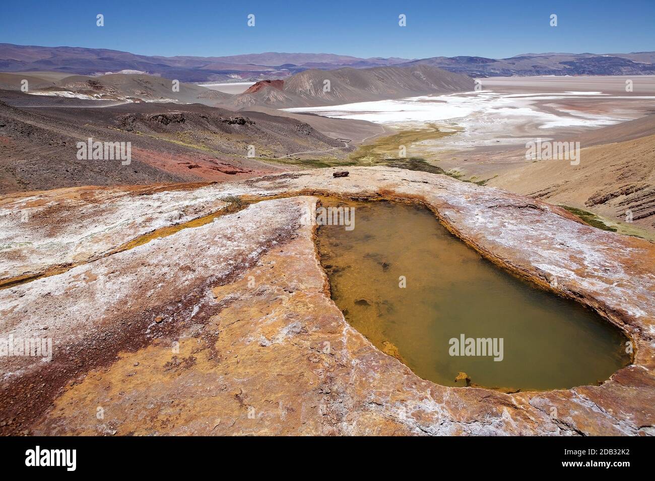 Geyser di Botijuela nella zona vulcanica Antofalla Puna de Atacama, Argentina. Antofalla si trova nel dipartimento Antofagasta de la Sierra del Foto Stock