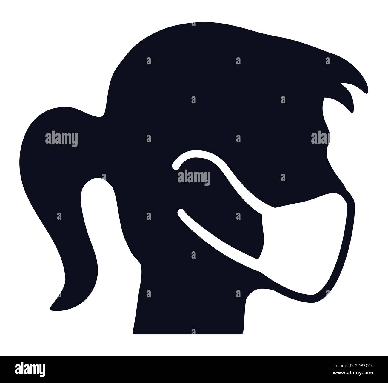 Protezione respiratoria con maschera facciale e vettore di icone testa femminile illustrazione Illustrazione Vettoriale