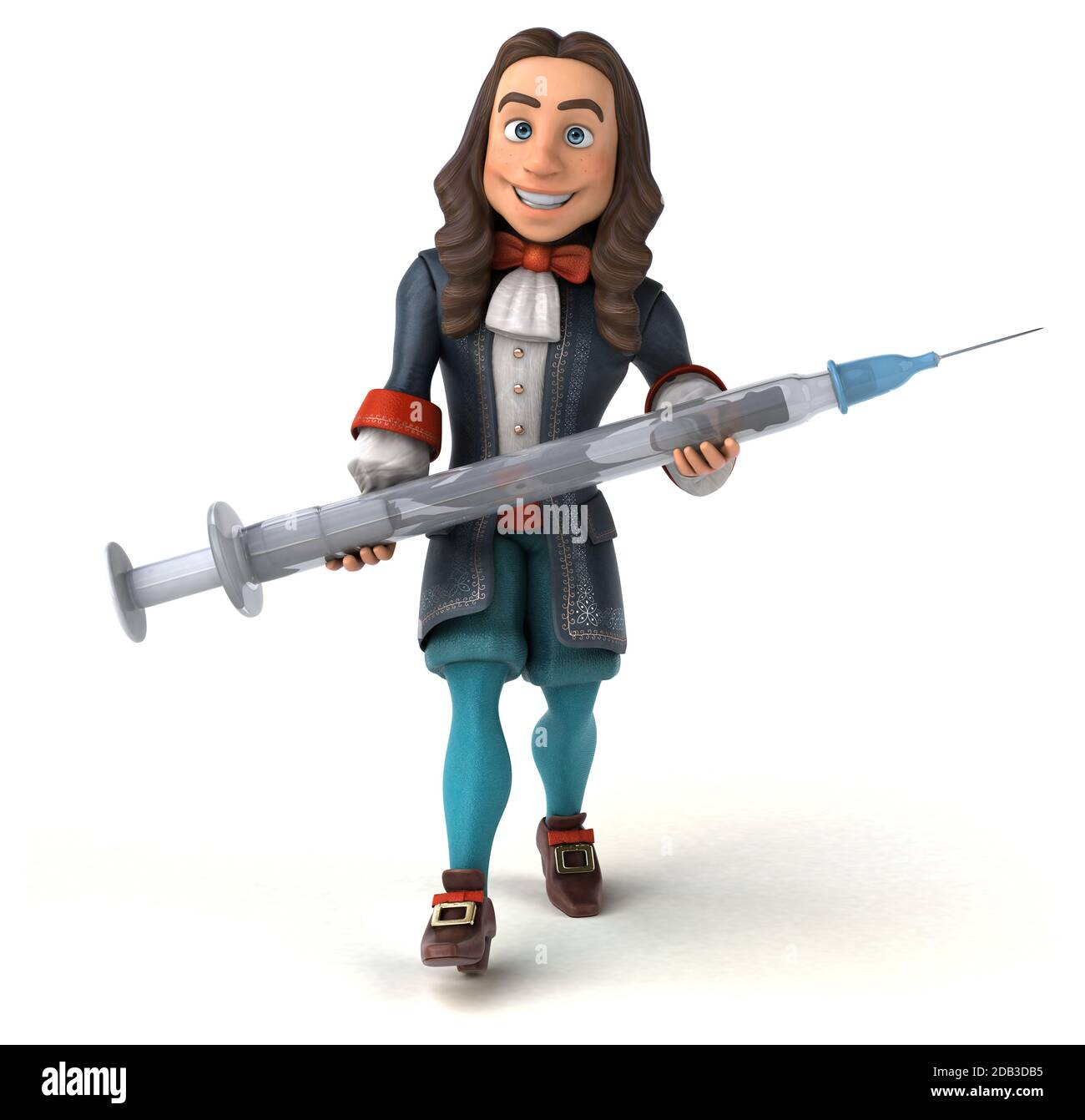 3D Illustrazione di un uomo cartoon in costume storico barocco Foto Stock