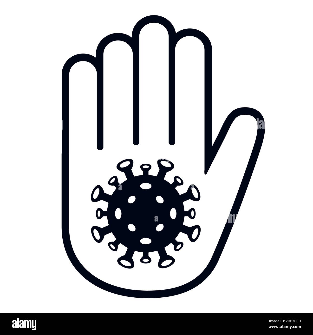 Icona di illustrazione vettoriale del simbolo del virus corona e del Palm stop per l'avviso di infezione Illustrazione Vettoriale Icona di illustrazione vettoriale del simbolo del virus corona e del Palm stop per l'avviso di infezione Illustrazione Vettoriale
