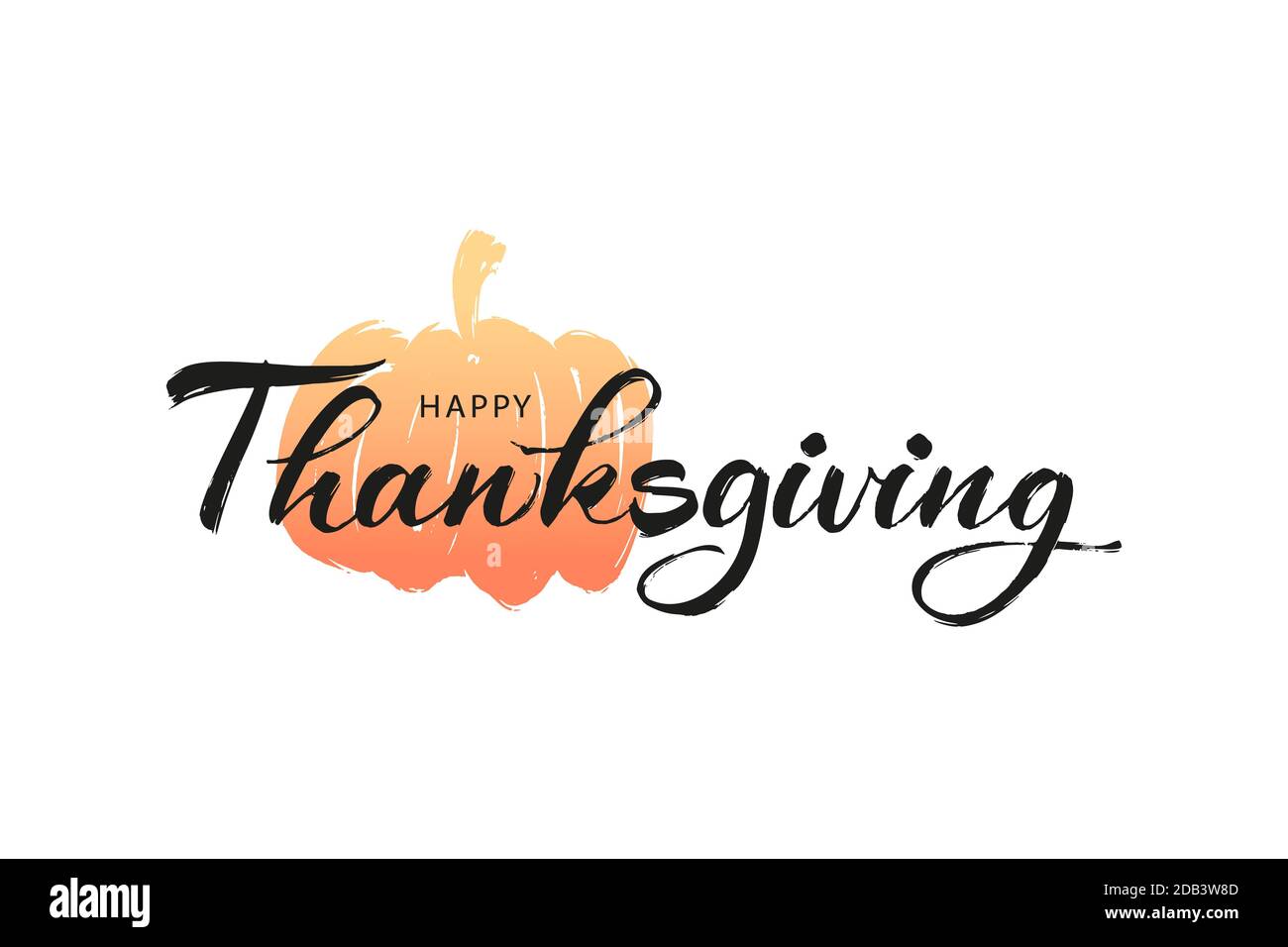 Iscrizione calligrafia di ringraziamento. Scritta a mano, vuota adatta per biglietti d'auguri, saluti, titoli. Design minimalista con zucca. Illustrazione Vettoriale