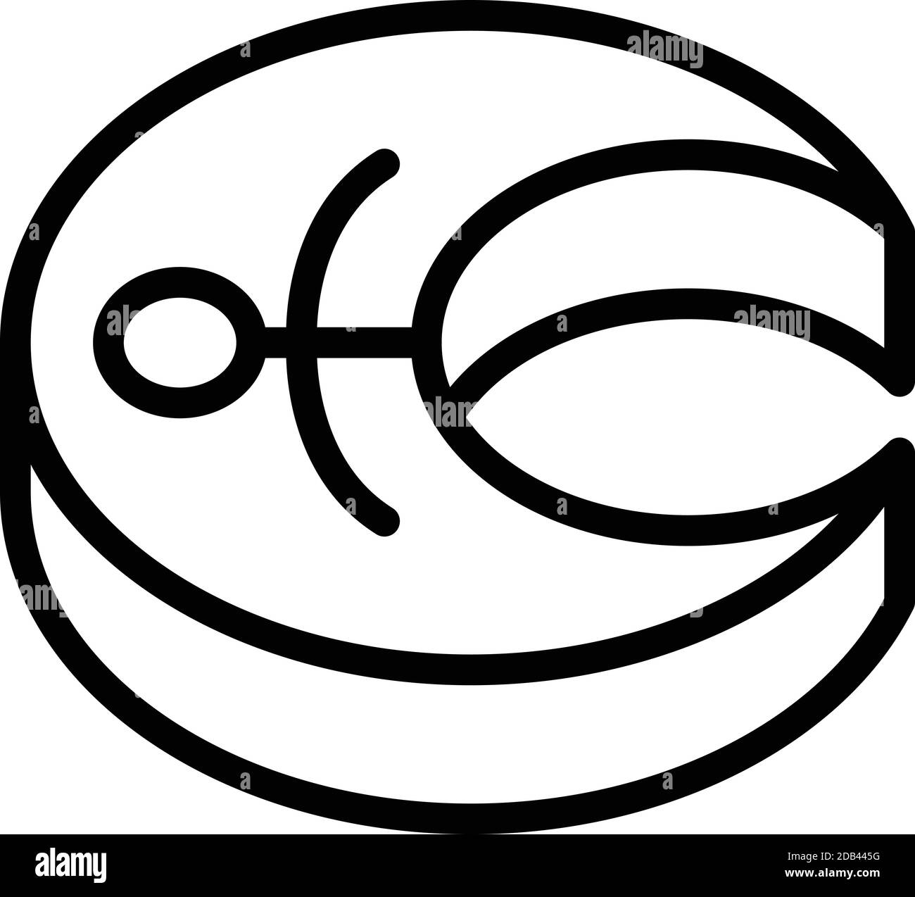 Icona fetta di pesce. Icona vettoriale della fetta di pesce di contorno per il web design isolato su sfondo bianco Illustrazione Vettoriale